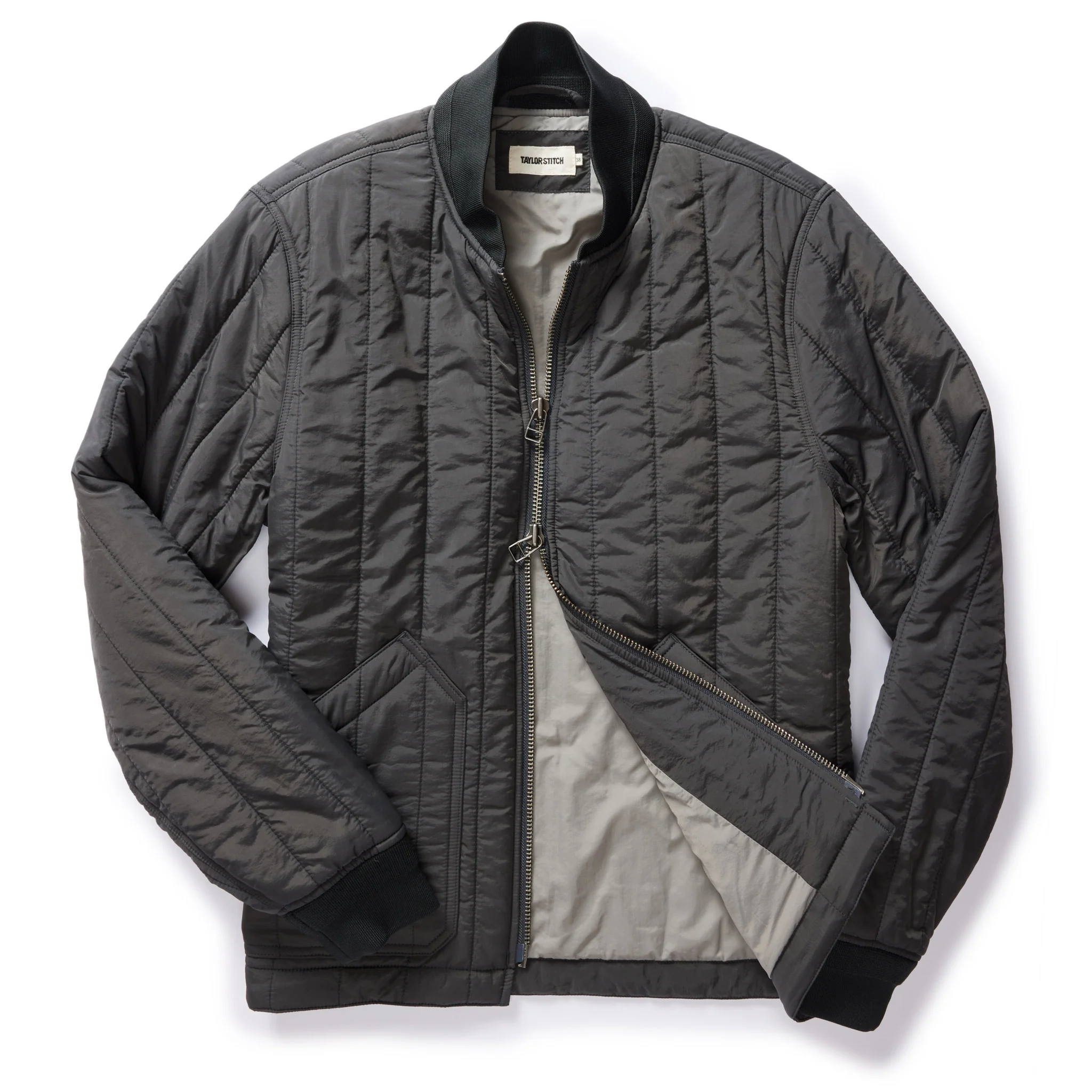 The Able Jacket in Faded Black Quilted Nylon - Image 6