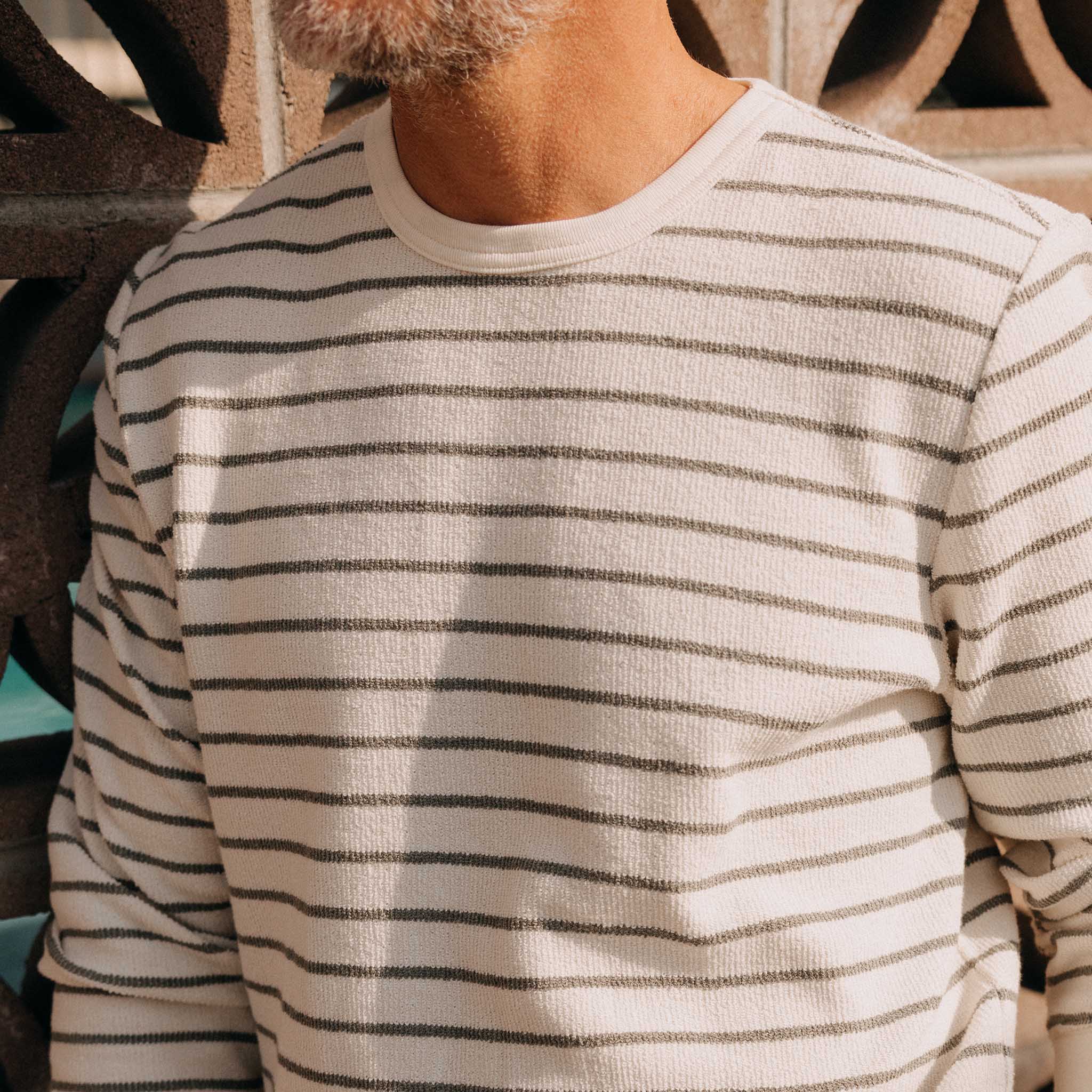 The Adams Crew in Cilantro Stripe Reverse Terry - Image 3
