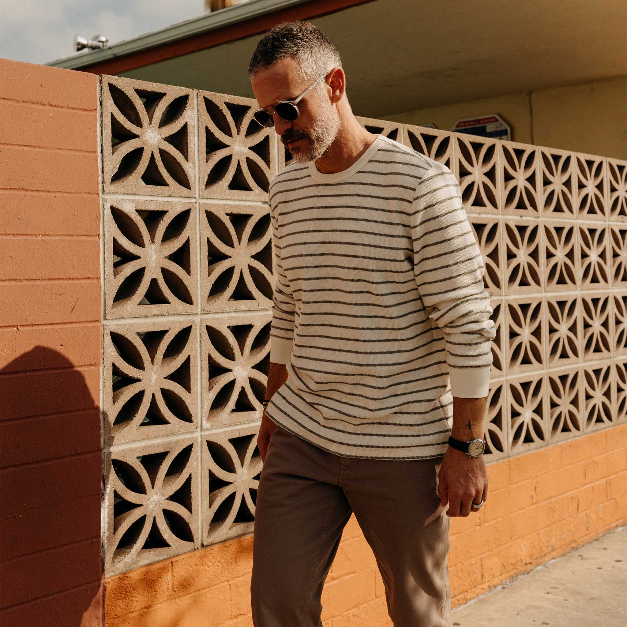 The Adams Crew in Cilantro Stripe Reverse Terry - Image 4