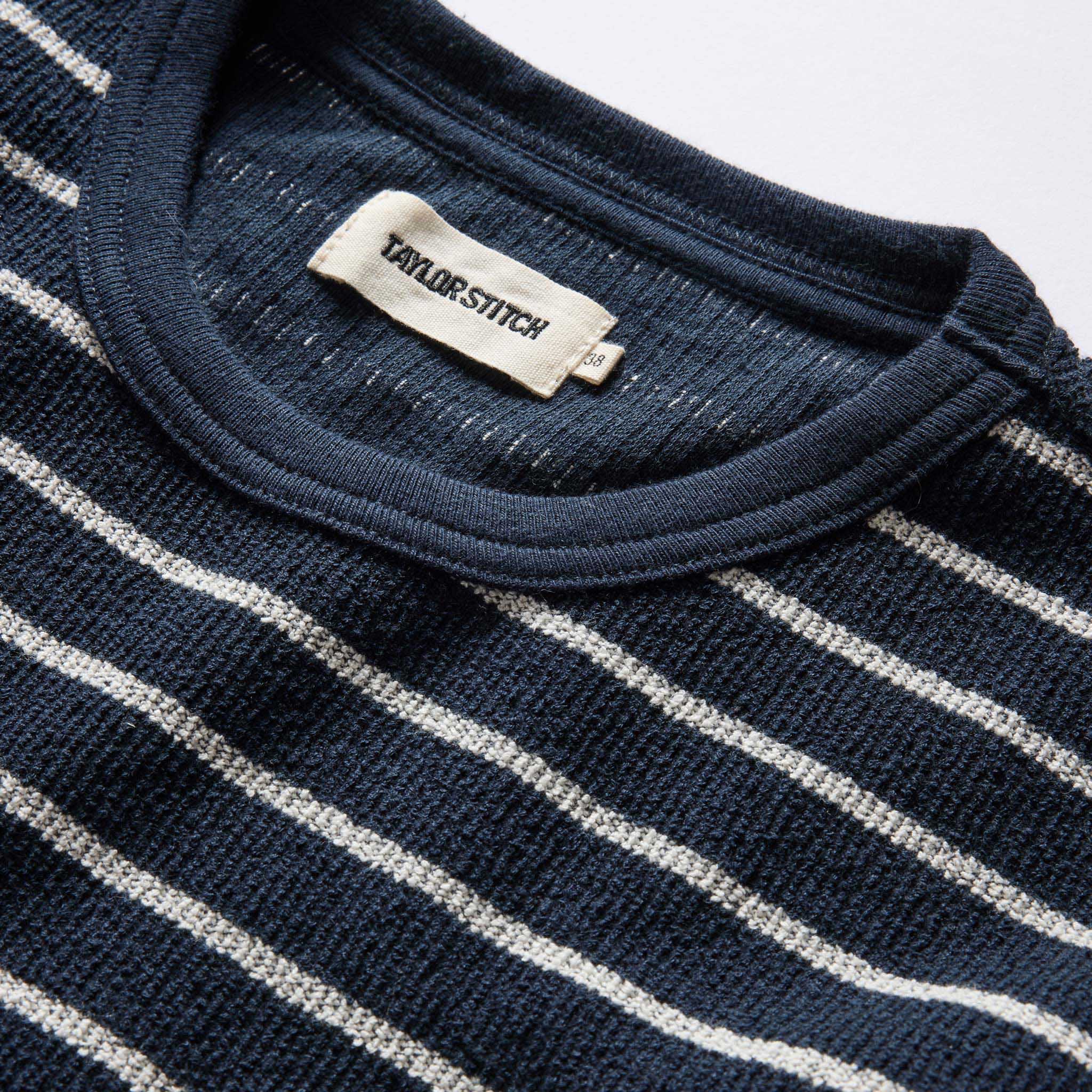 The Adams Crew in Dark Navy Stripe Reverse Terry - Image 7