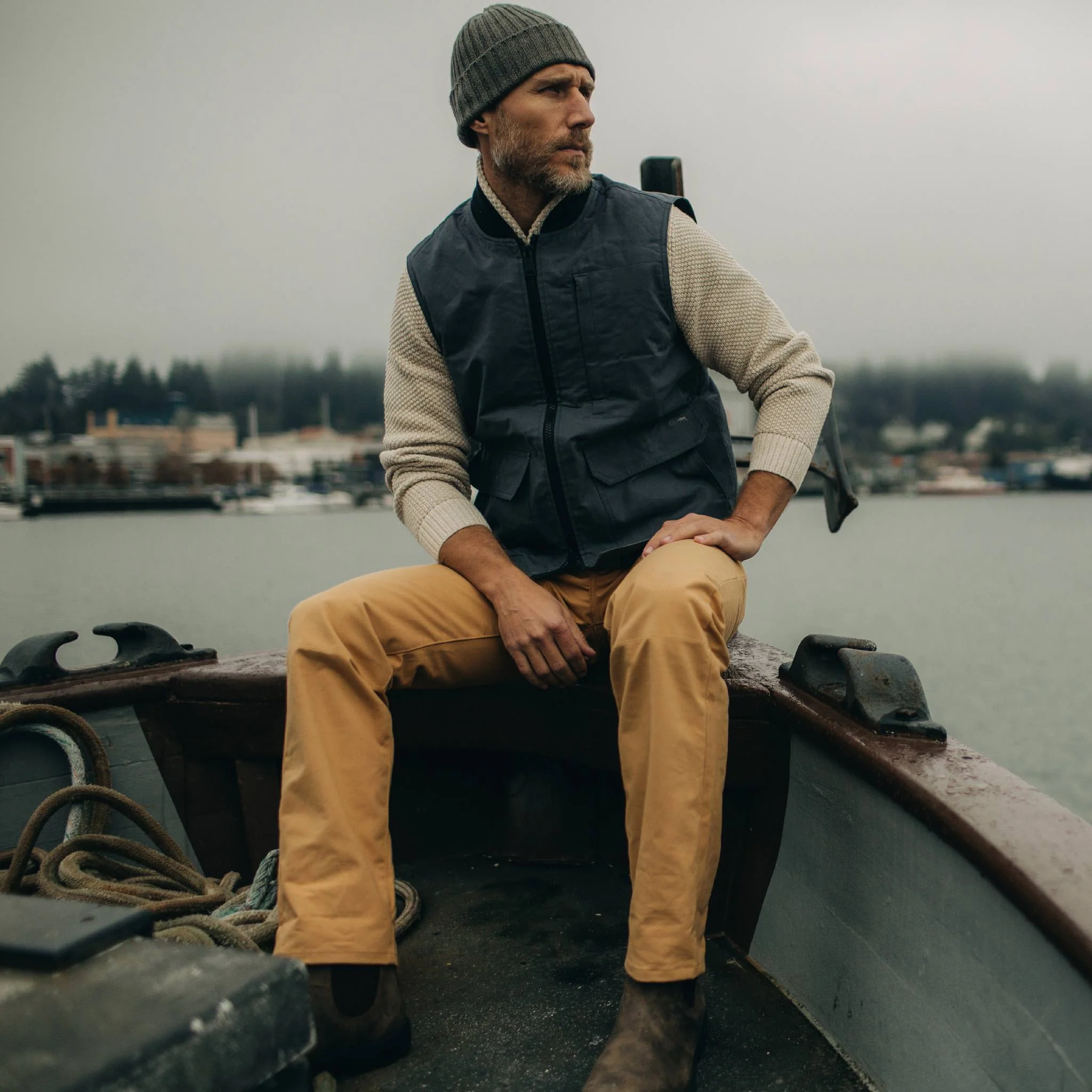 The Anchorage Vest in Charcoal Dry Wax - Image 2