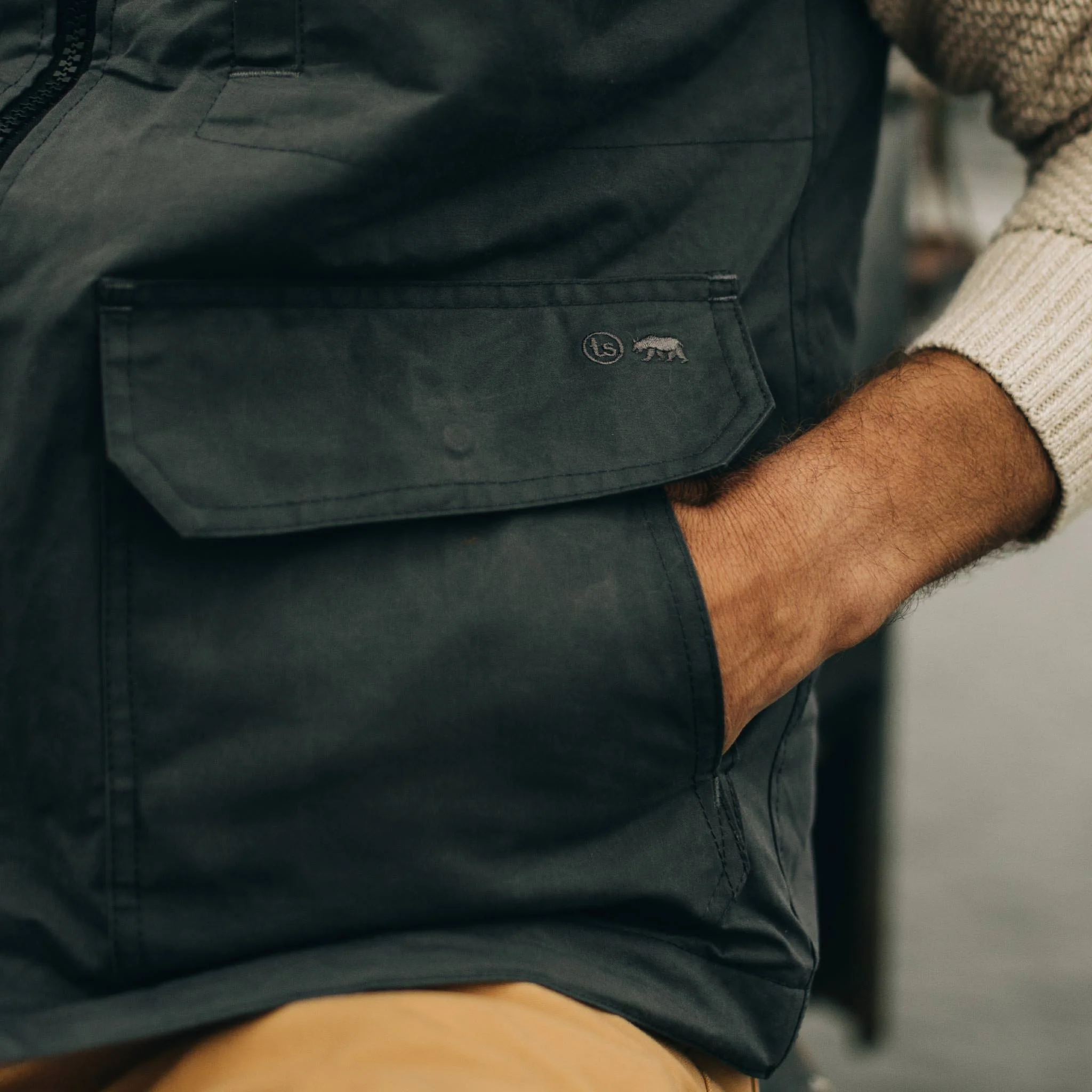 The Anchorage Vest in Charcoal Dry Wax - Image 4