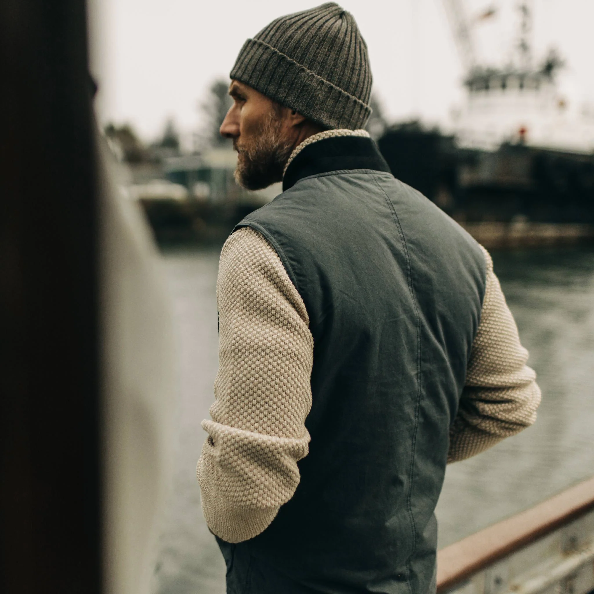 The Anchorage Vest in Charcoal Dry Wax - Image 5