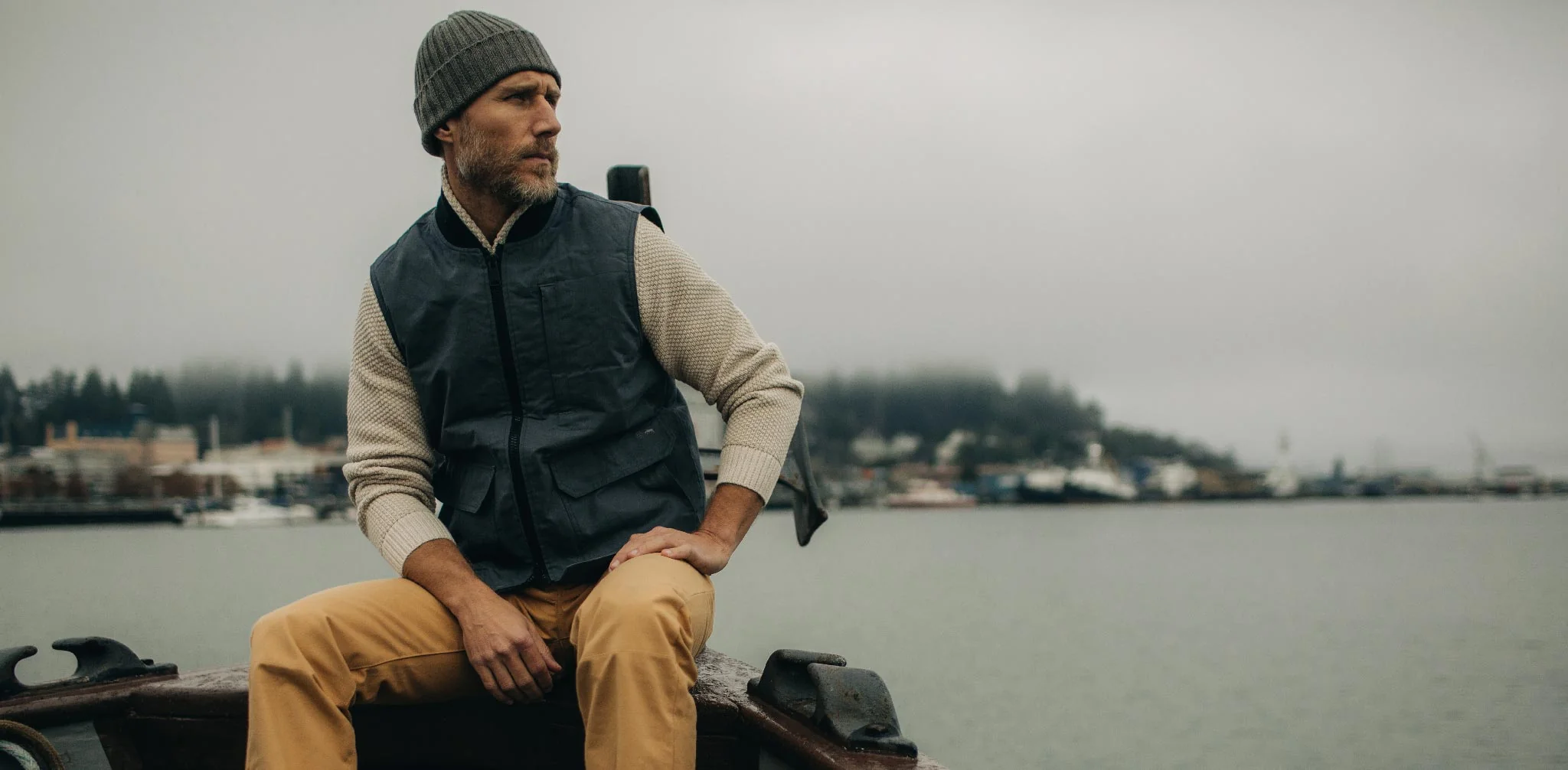 The Anchorage Vest in Charcoal Dry Wax - Image 9