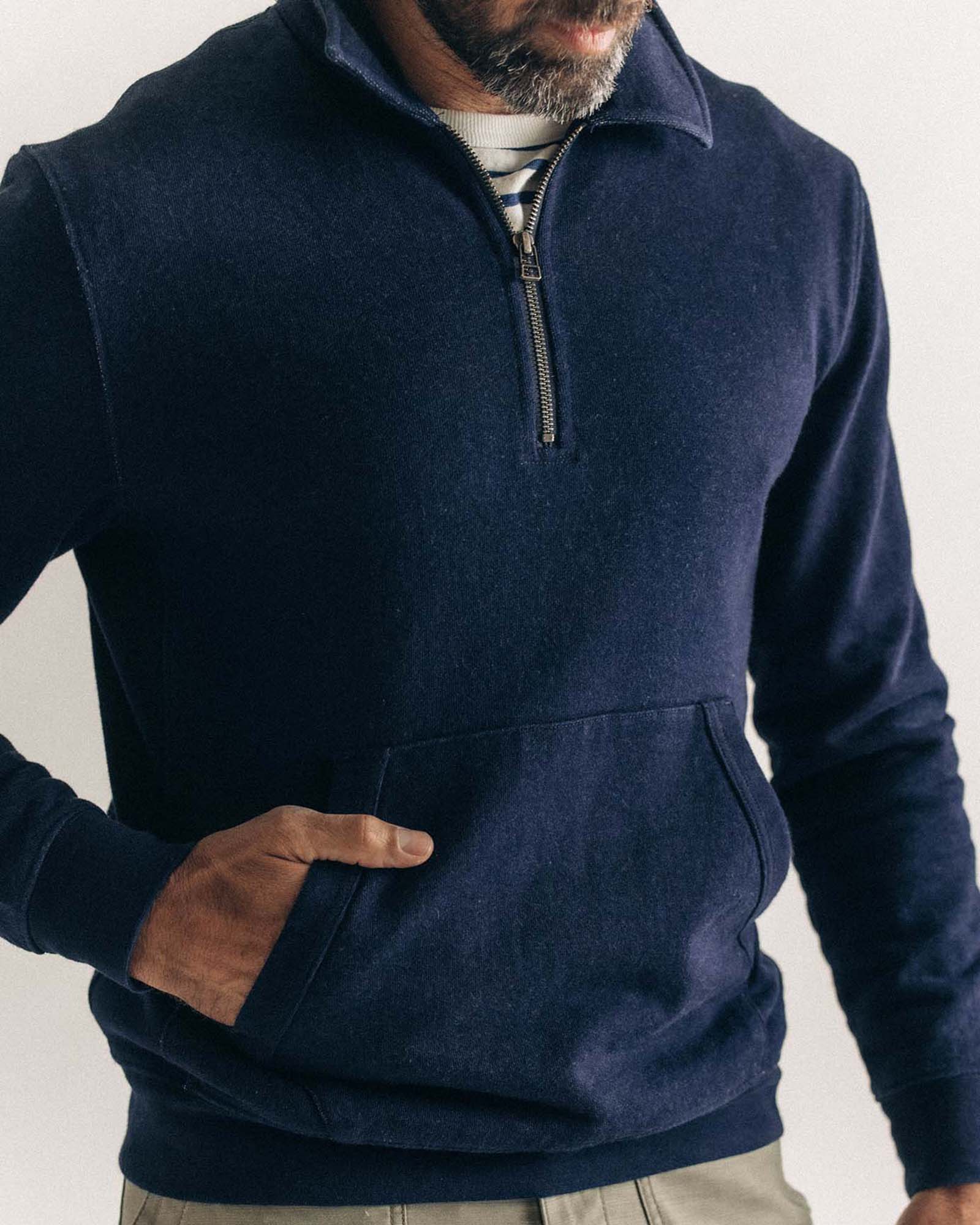 The Apres Quarter Zip in Rinsed Indigo Terry - Image 3