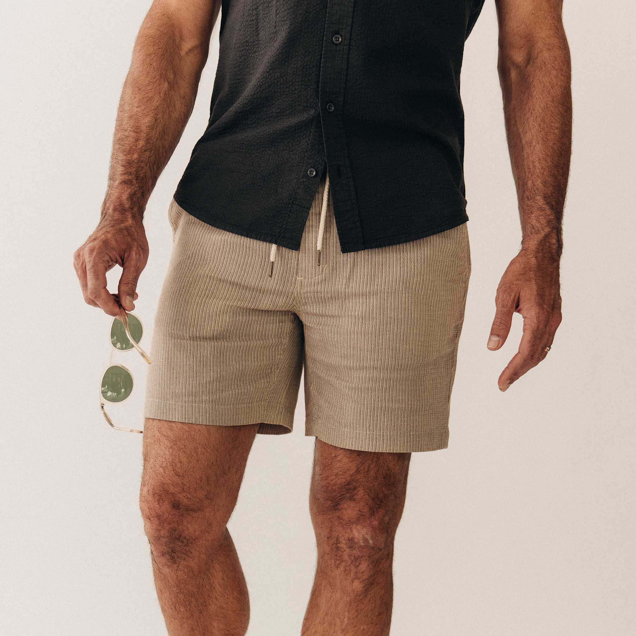 The Apres Short in Black Coffee Stripe - Image 2