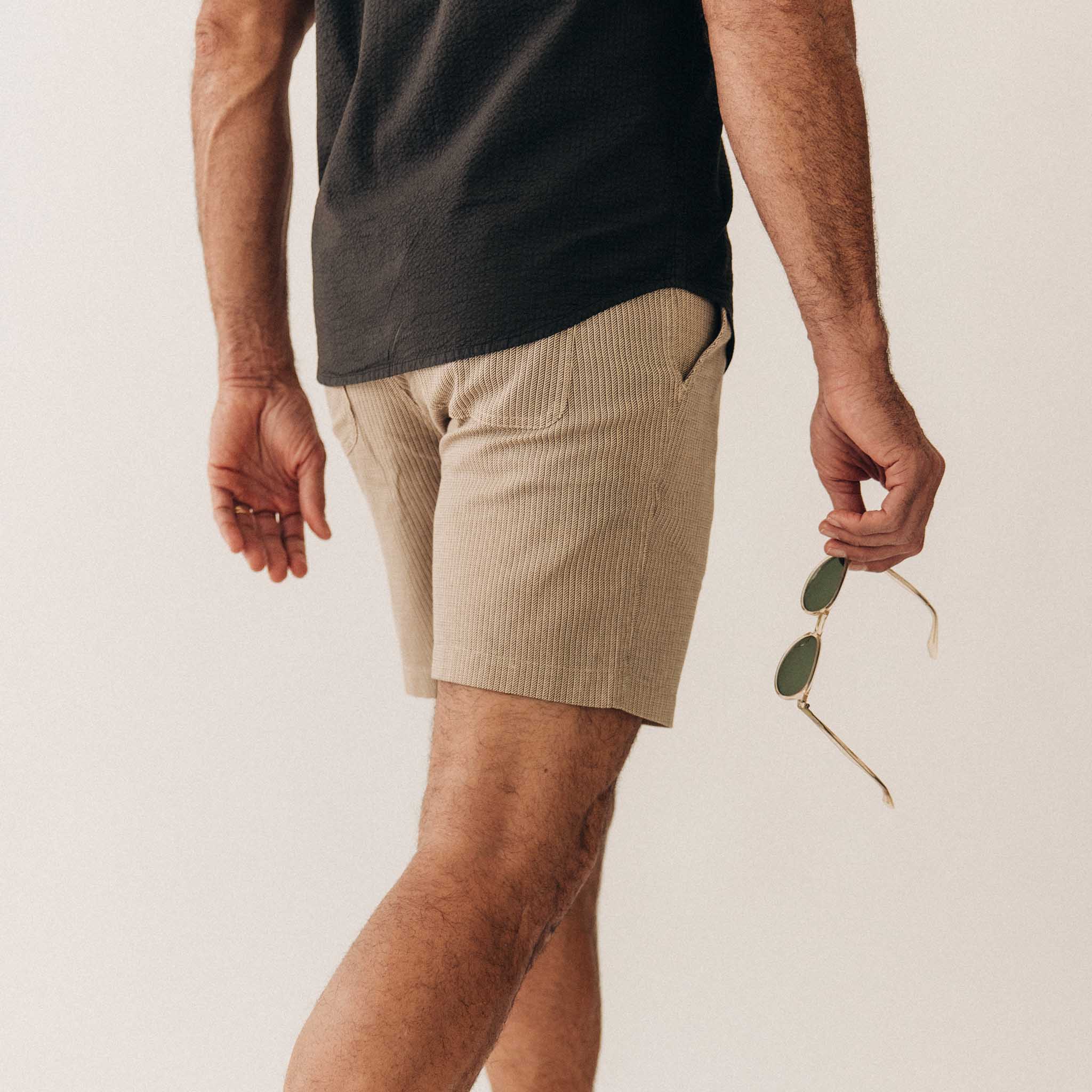 The Apres Short in Black Coffee Stripe - Image 4