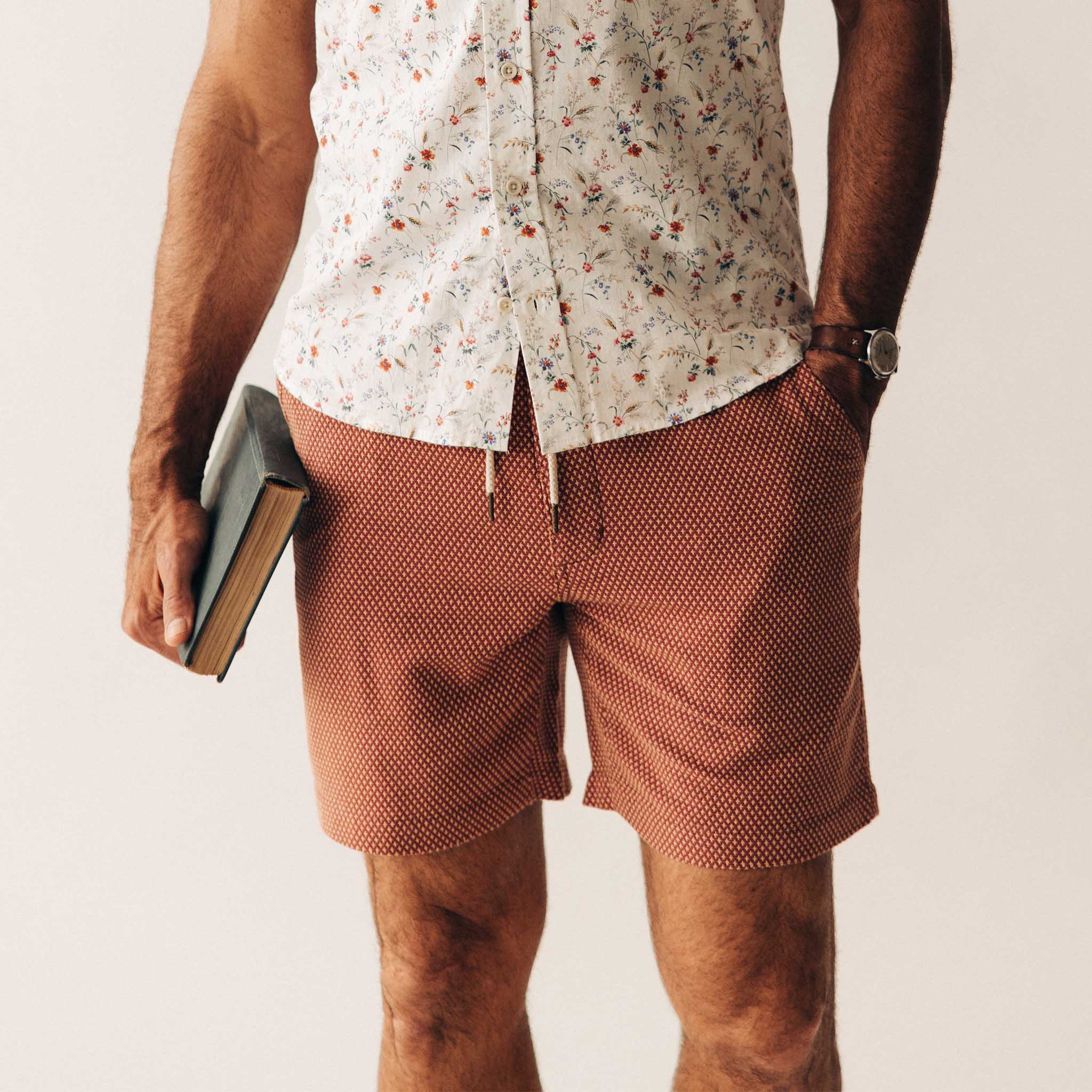 The Apres Short in Fired Brick Dobby - Image 2