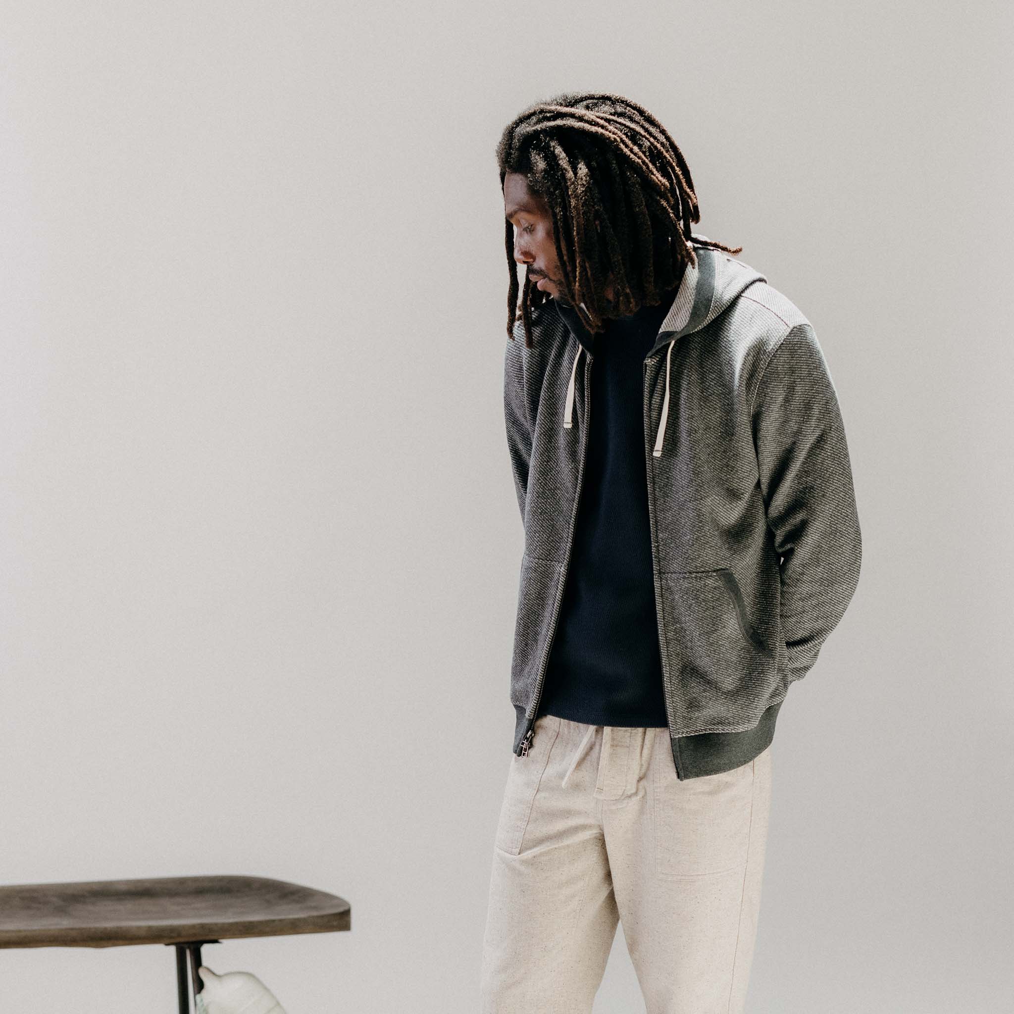 The Apres Zip Hoodie in Graphite French Terry Twill - Image 3