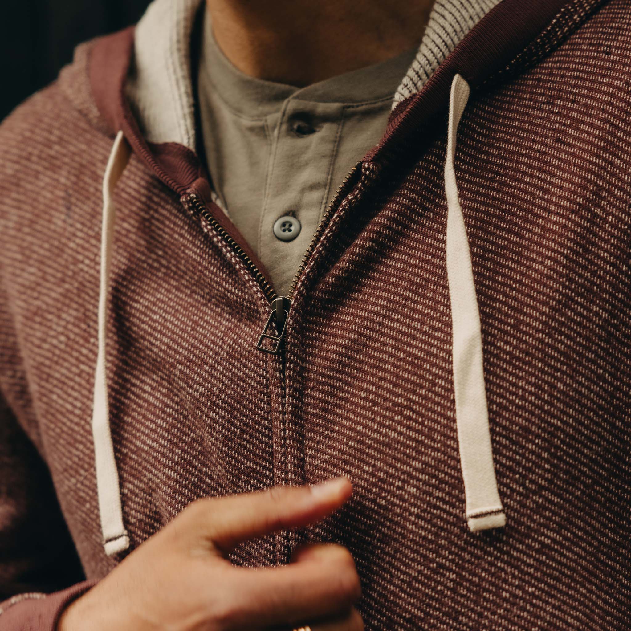 The Apres Zip Hoodie in Merlot French Terry Twill - Image 4
