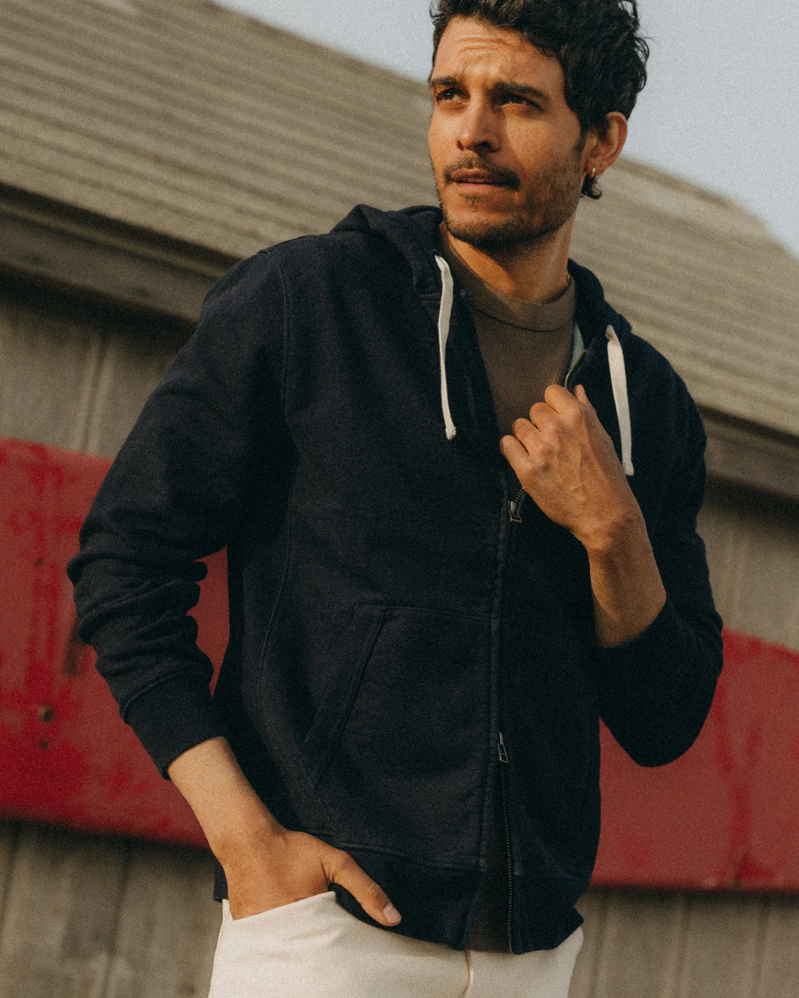 The Apres Zip Hoodie in Rinsed Indigo Terry - Image 4