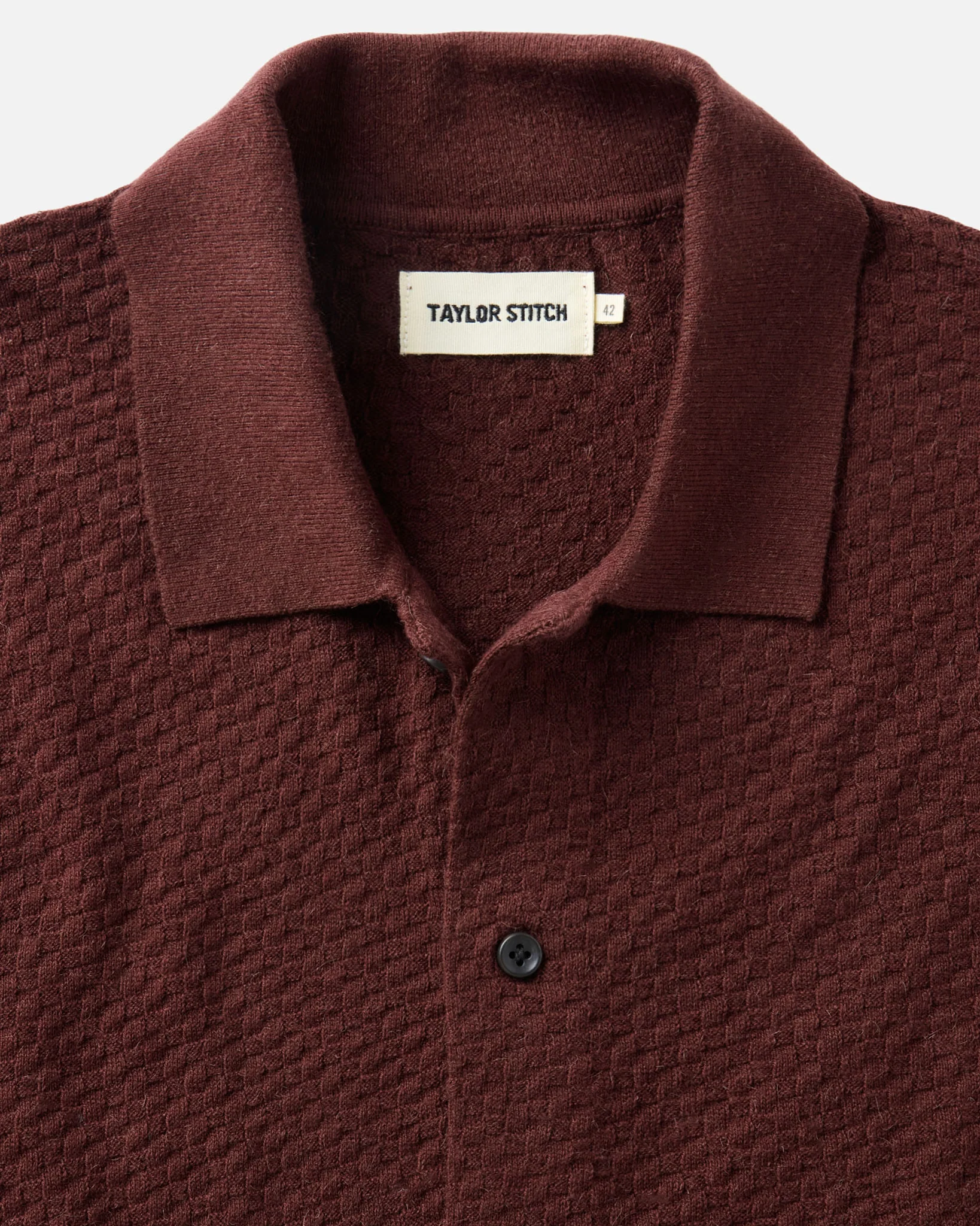 The Arlo Sweater Polo in Burgundy Texture Knit - Image 4
