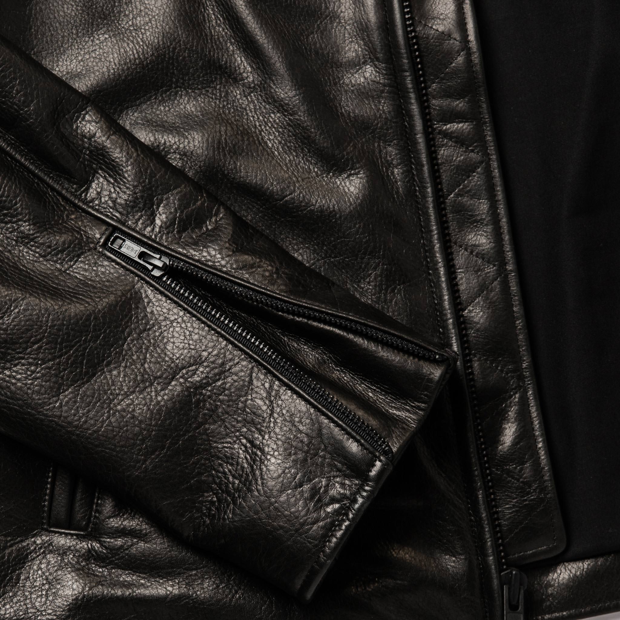 The Band Collar Moto Jacket in Black Steerhide - Image 10