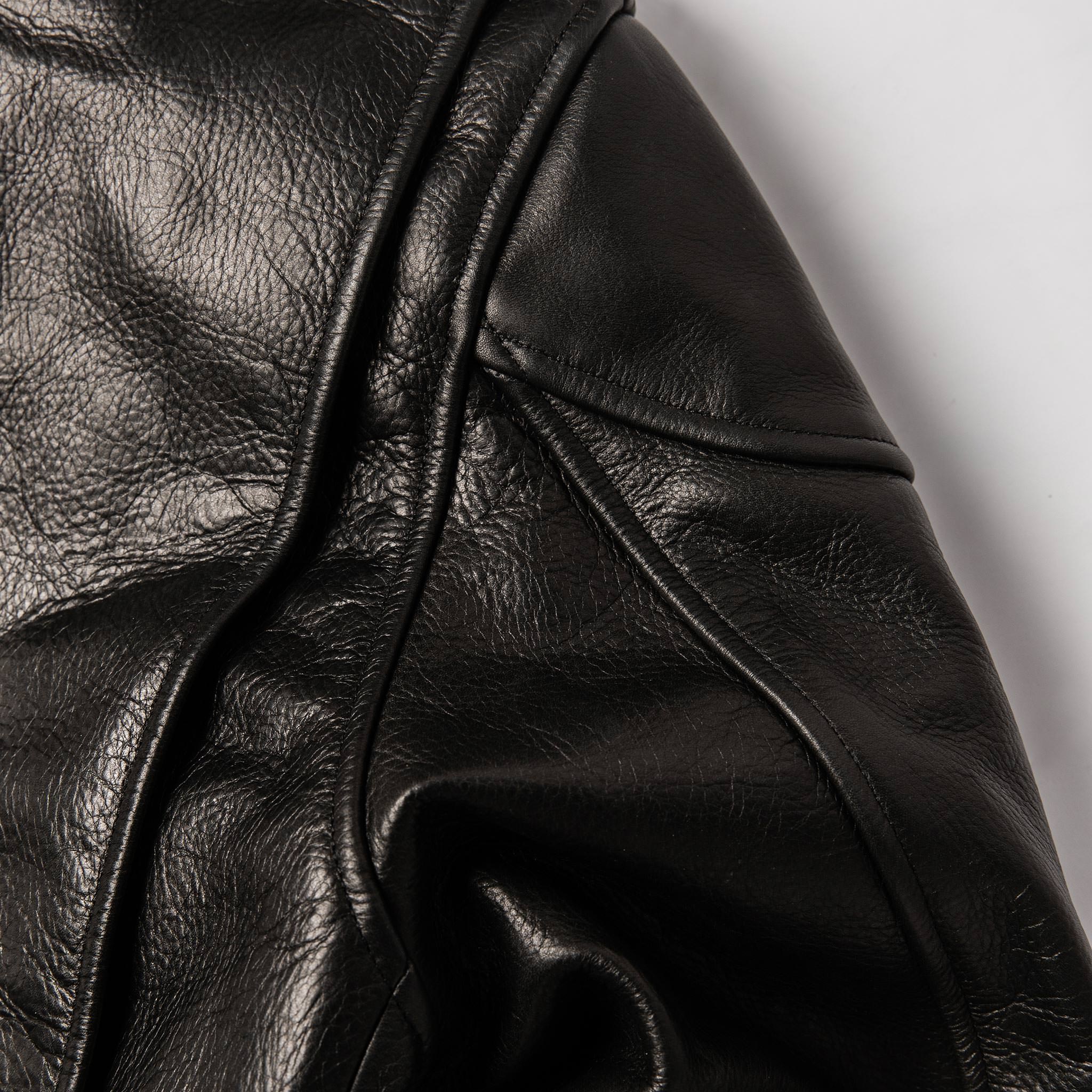 The Band Collar Moto Jacket in Black Steerhide - Image 11
