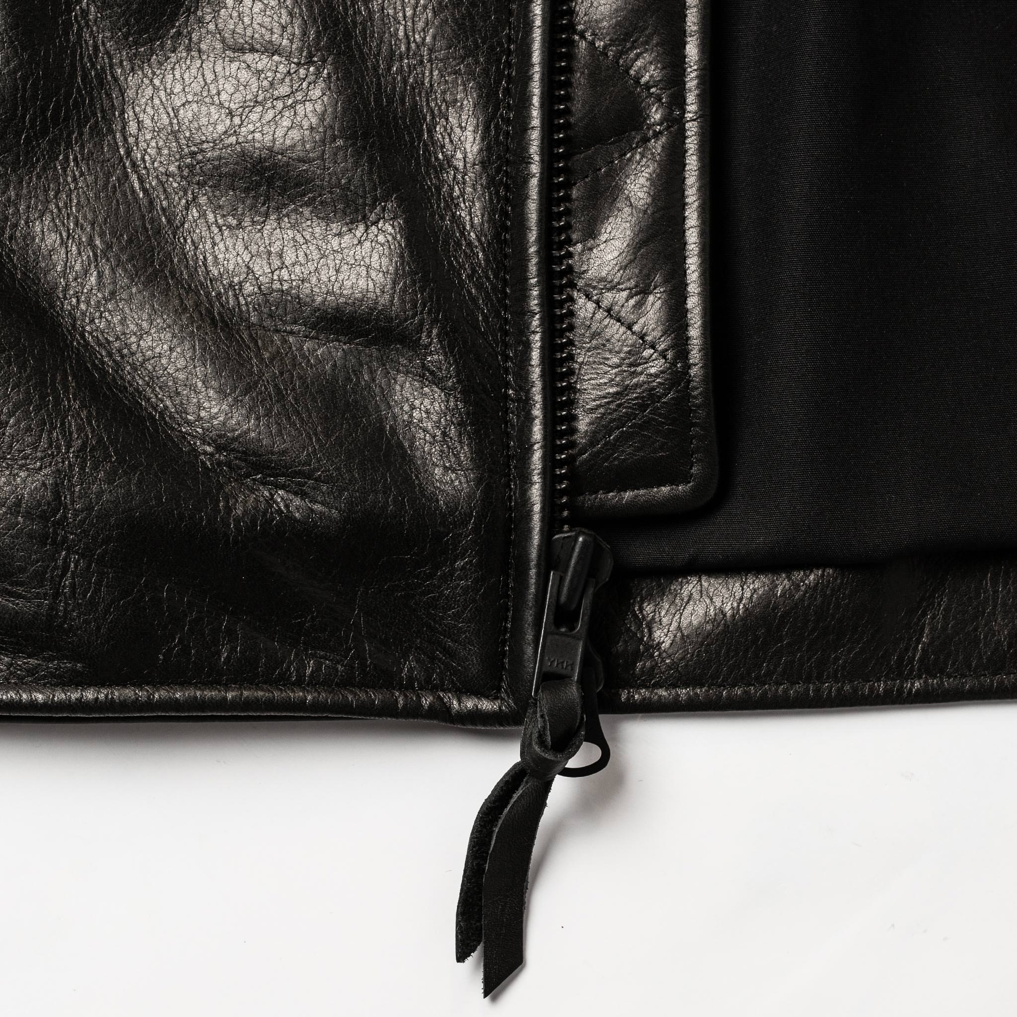 The Band Collar Moto Jacket in Black Steerhide - Image 9