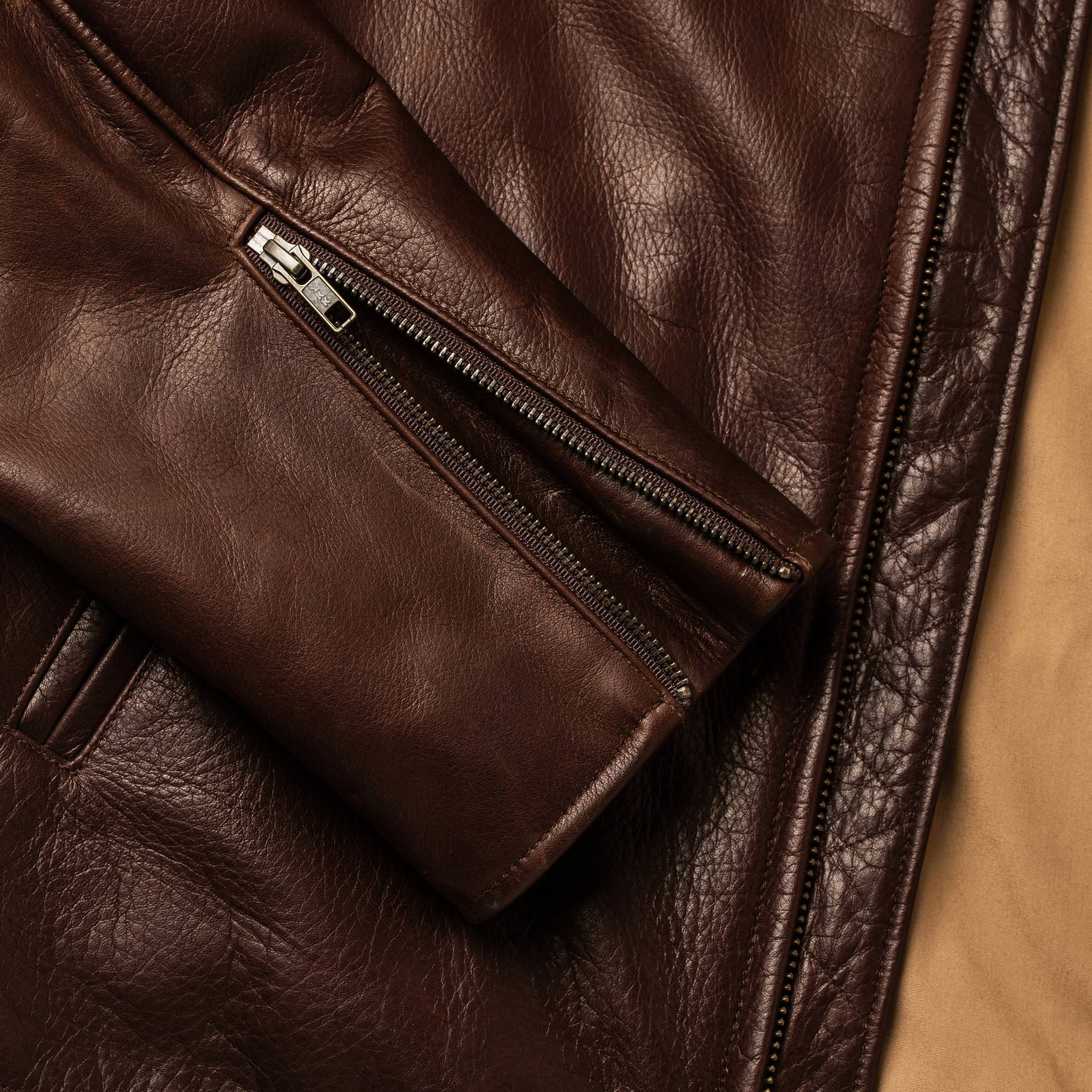 The Band Collar Moto Jacket in Espresso Steerhide - Image 11