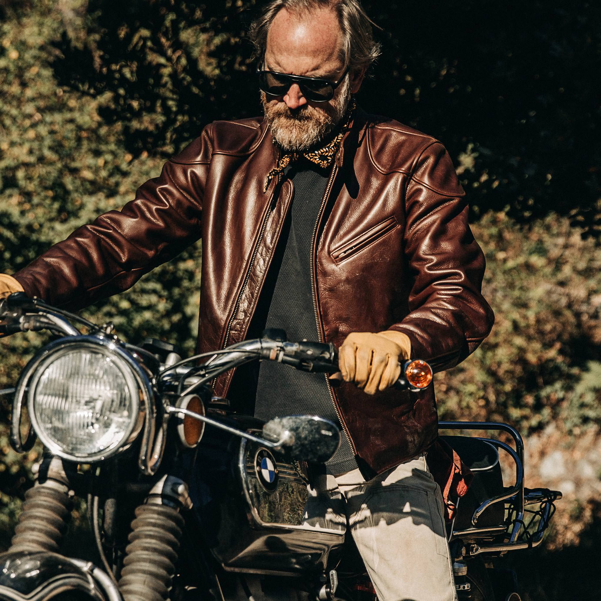 The Band Collar Moto Jacket in Espresso Steerhide - Image 3