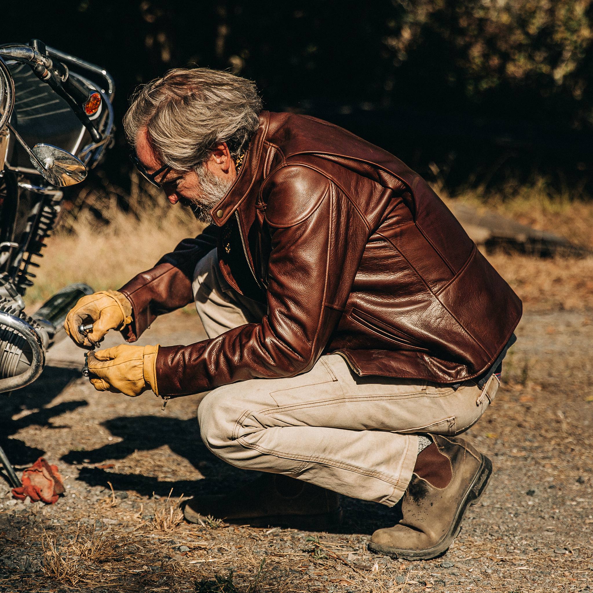 The Band Collar Moto Jacket in Espresso Steerhide - Image 7