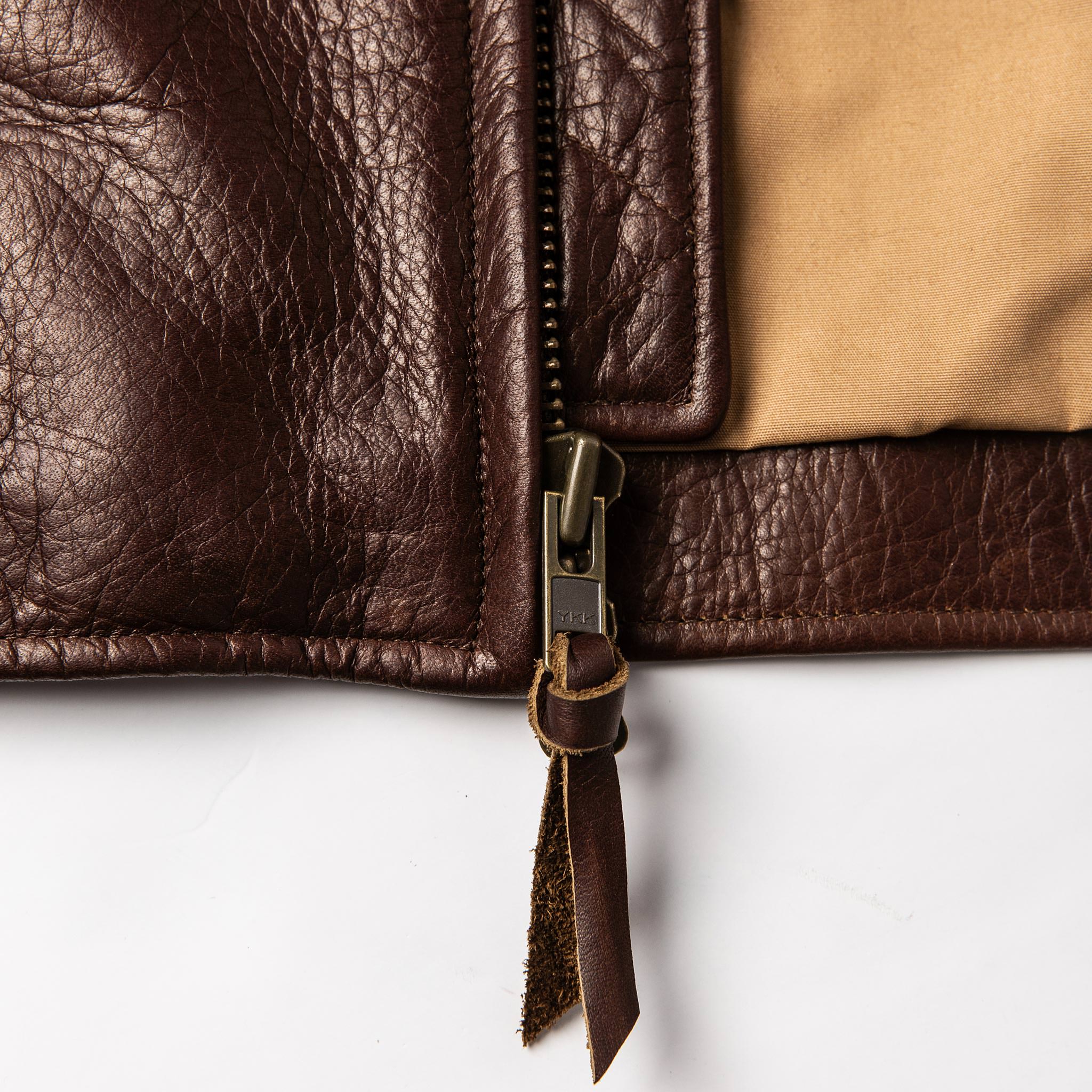 The Band Collar Moto Jacket in Espresso Steerhide - Image 9