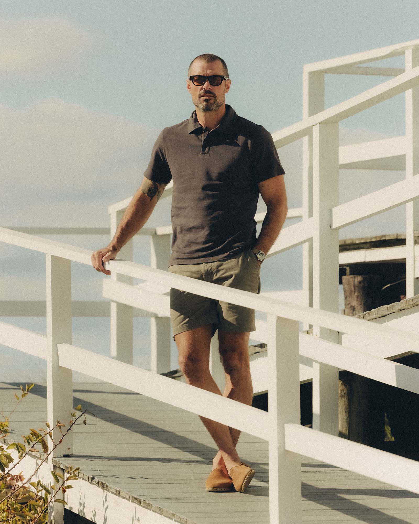 The Cotton Hemp Polo in Asphalt Pique - Image 3