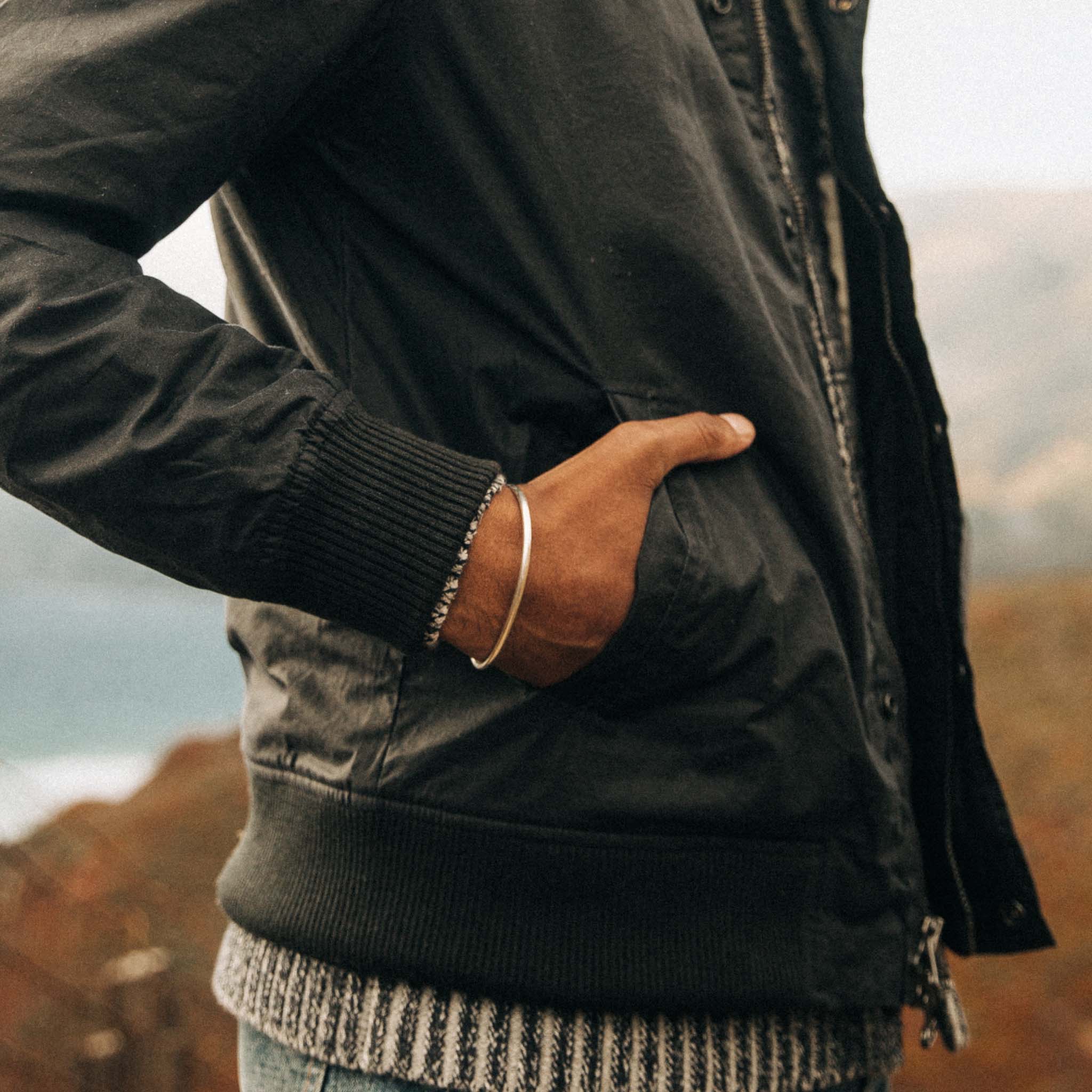 The Bomber Jacket in Waxed Navy - Image 4