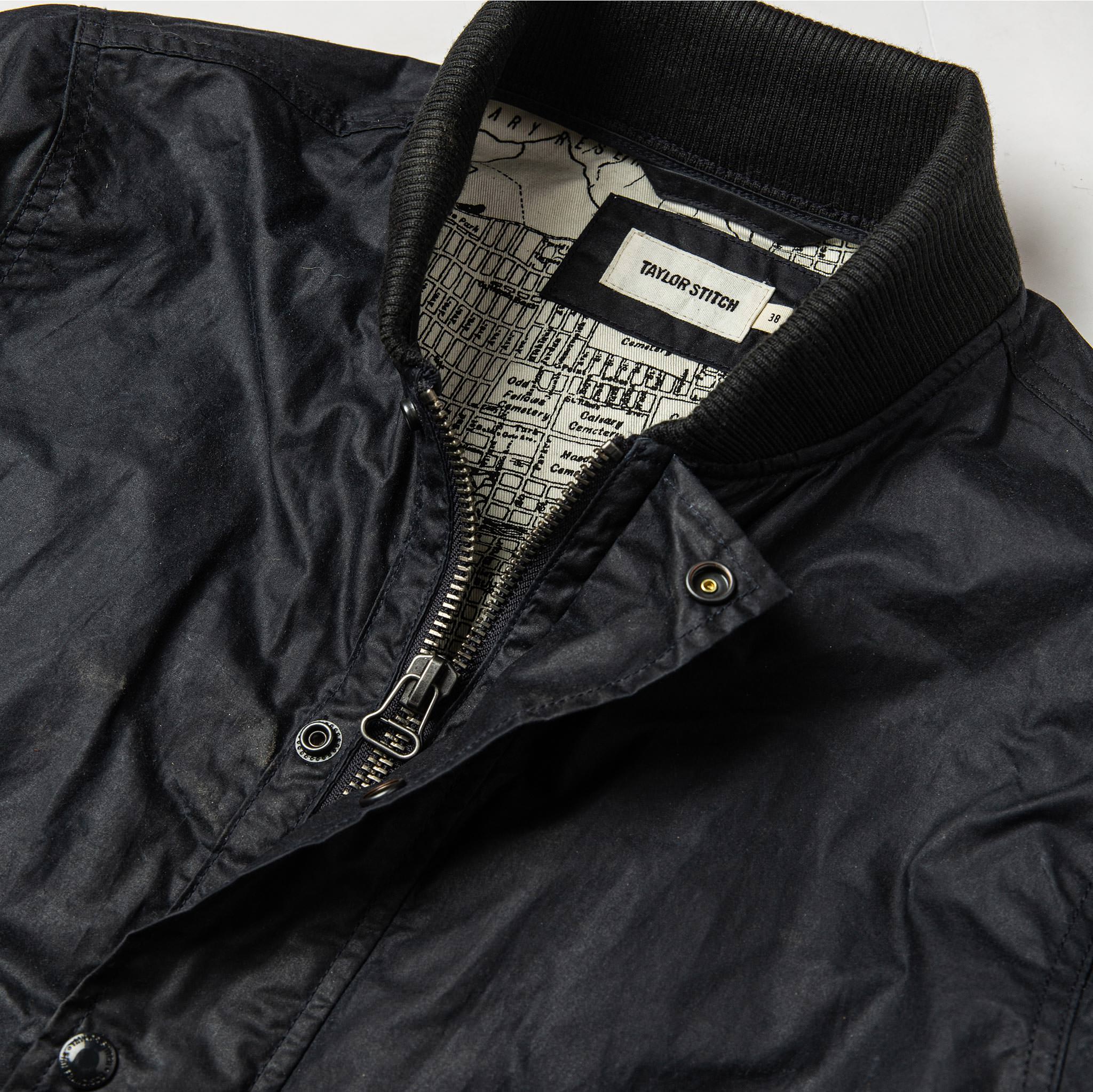 The Bomber Jacket in Waxed Navy - Image 6