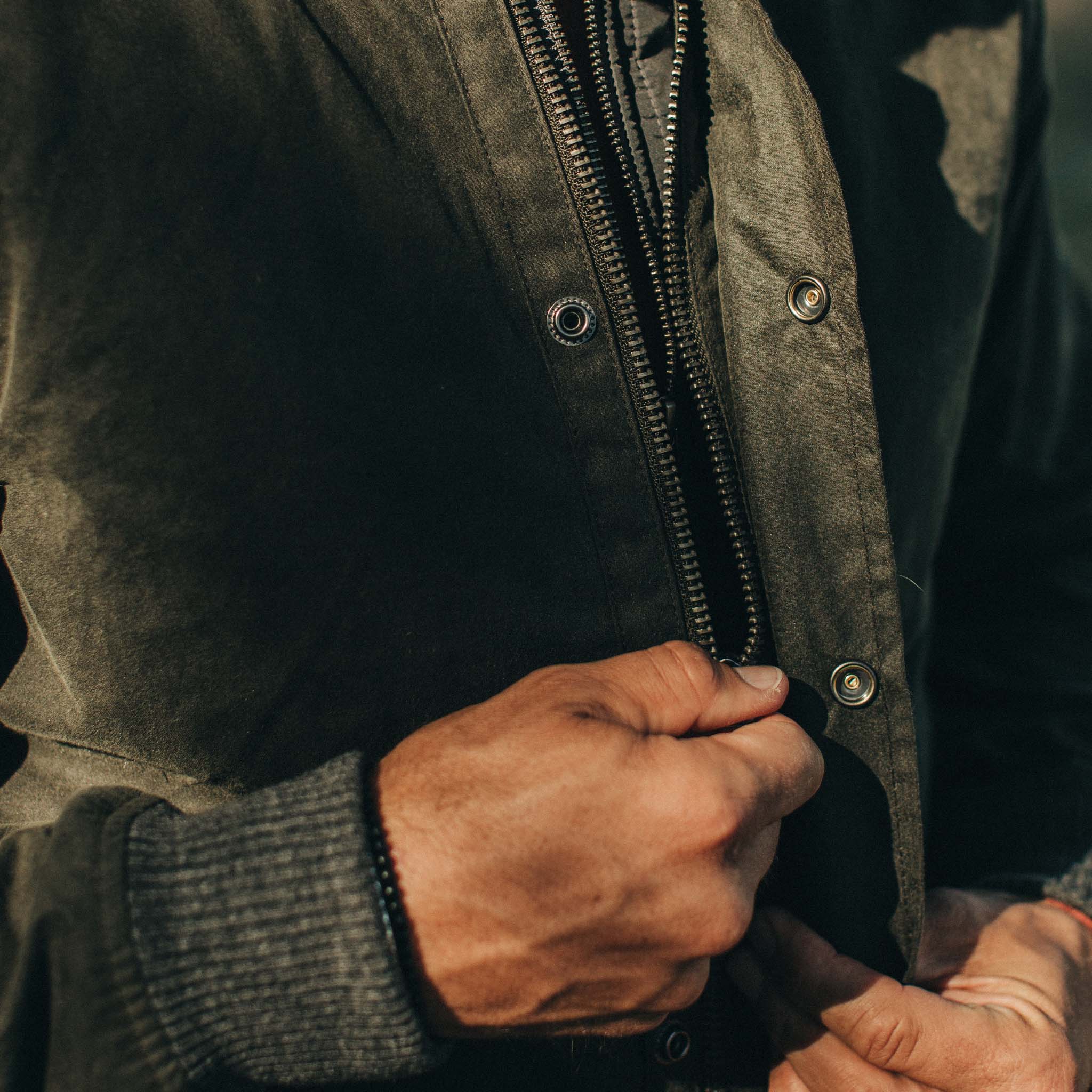 The Bomber Jacket in Waxed Olive - Image 4