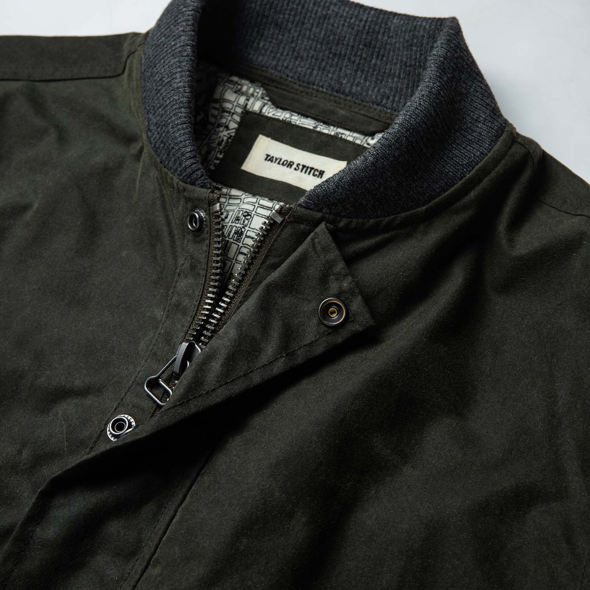 The Bomber Jacket in Waxed Olive - Image 6