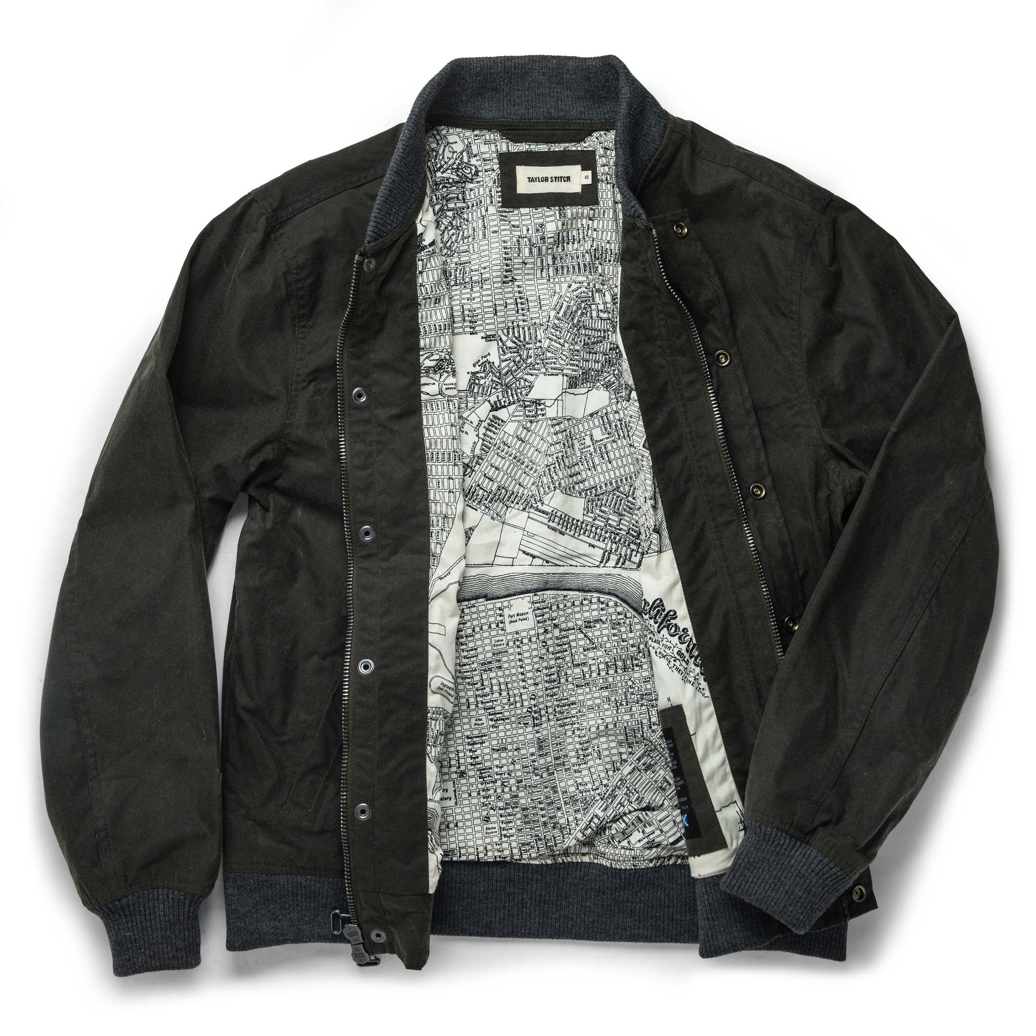 The Bomber Jacket in Waxed Olive - Image 8