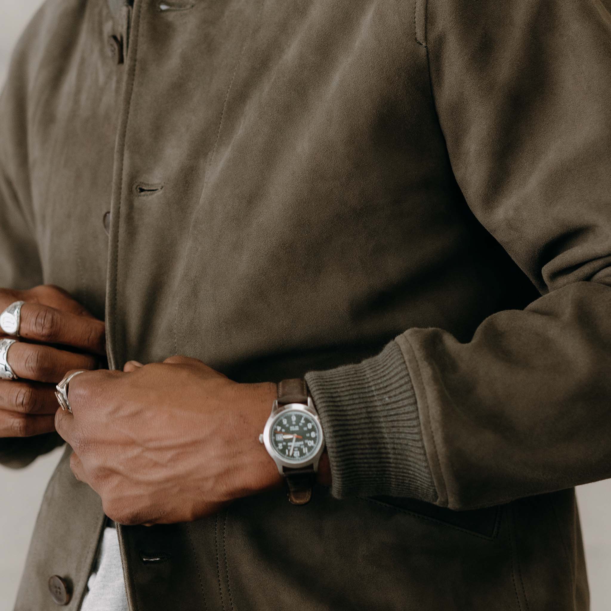 The Bomber Jacket in Army Suede - Image 4