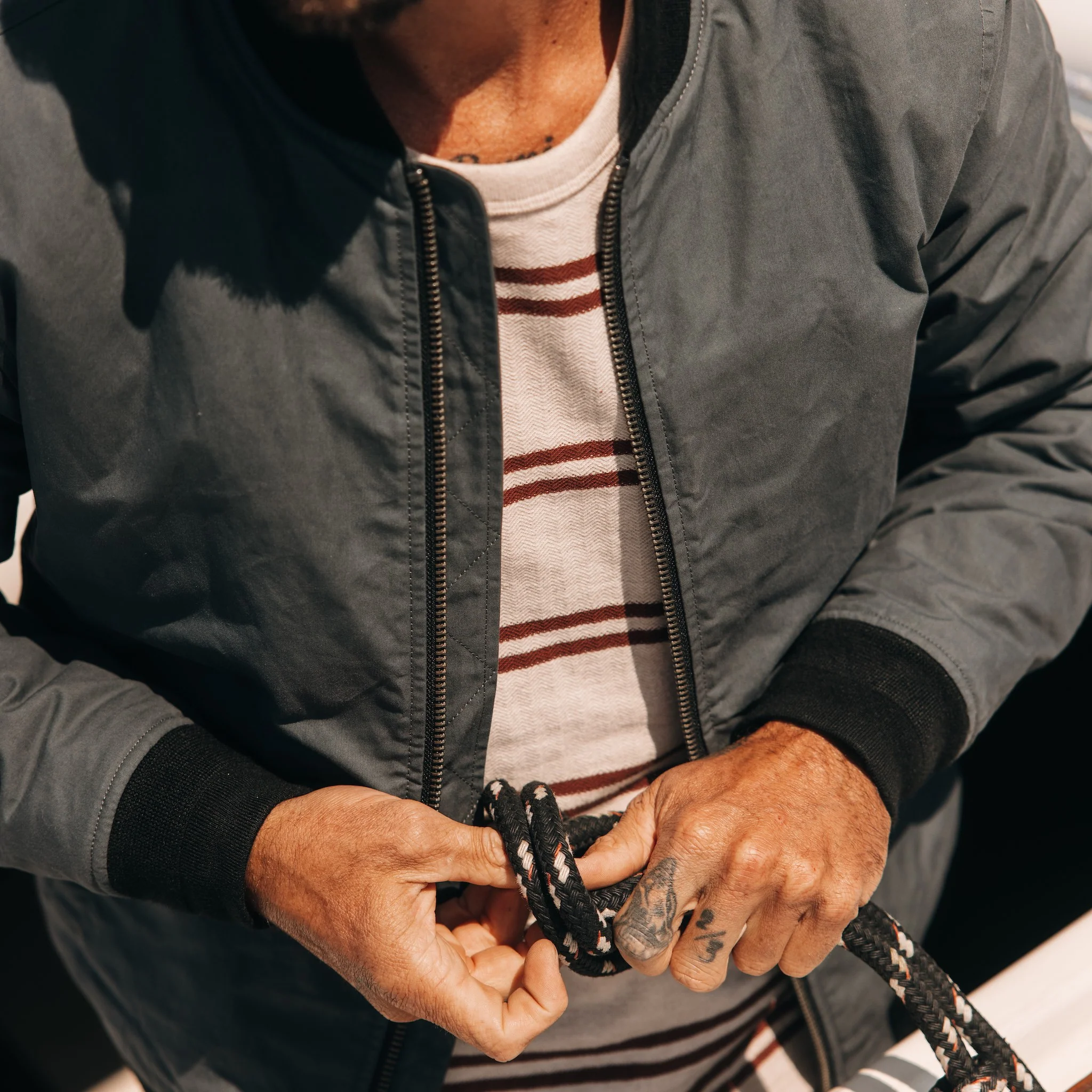 The Bomber Jacket in Charcoal Dry Wax - Image 4
