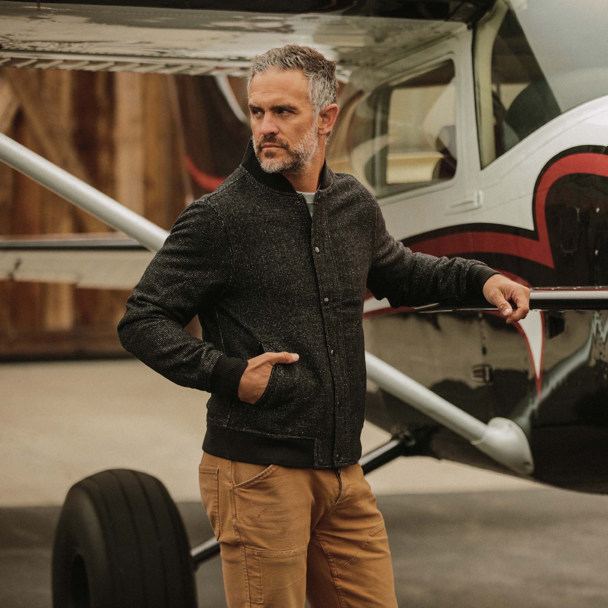 The Bomber Jacket in Charcoal Wool - Image 2