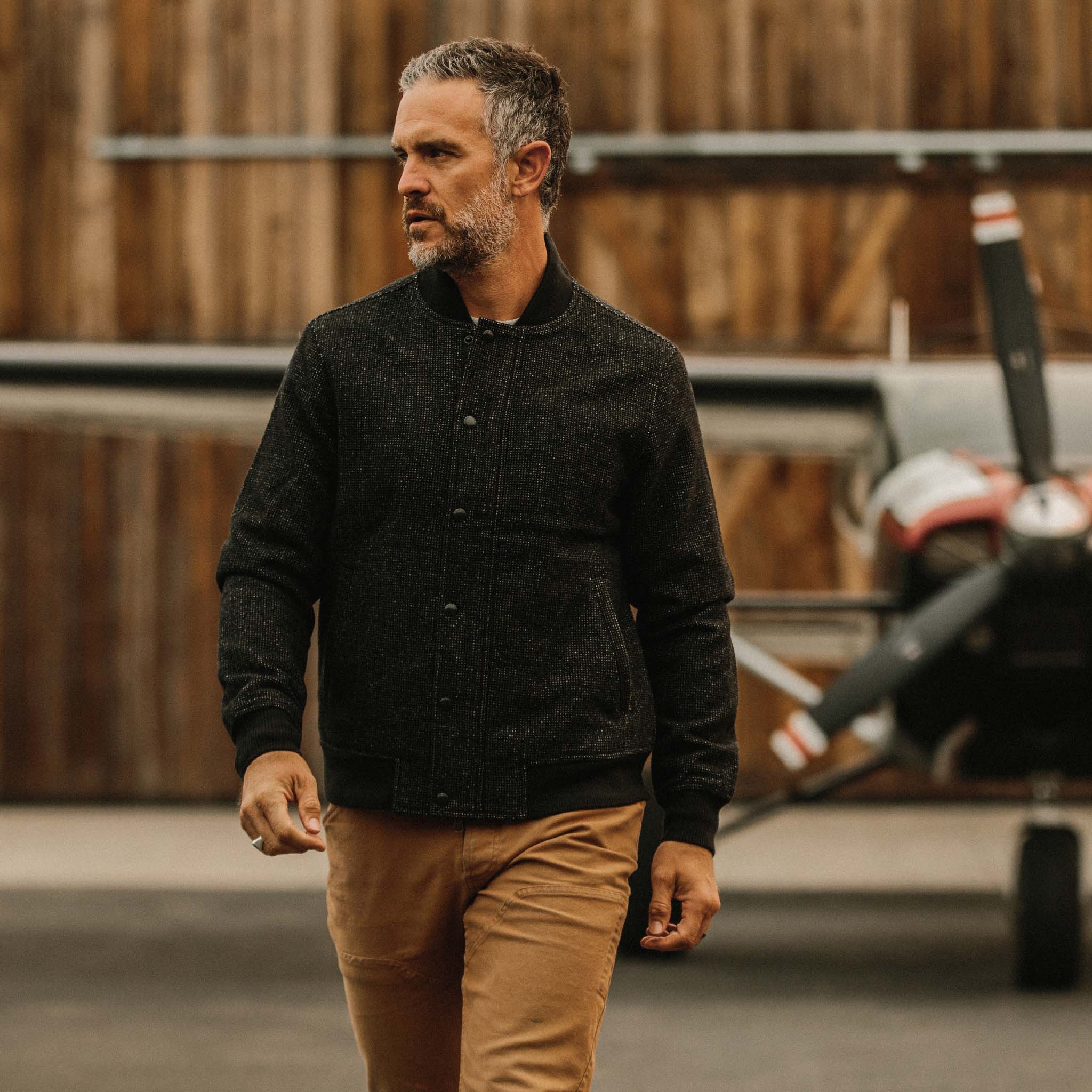 The Bomber Jacket in Charcoal Wool - Image 5