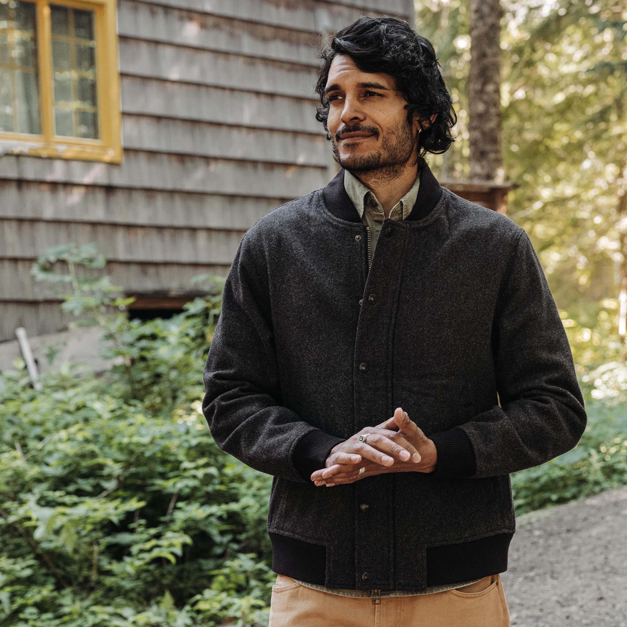 The Bomber Jacket in Espresso Marl Wool - Image 2