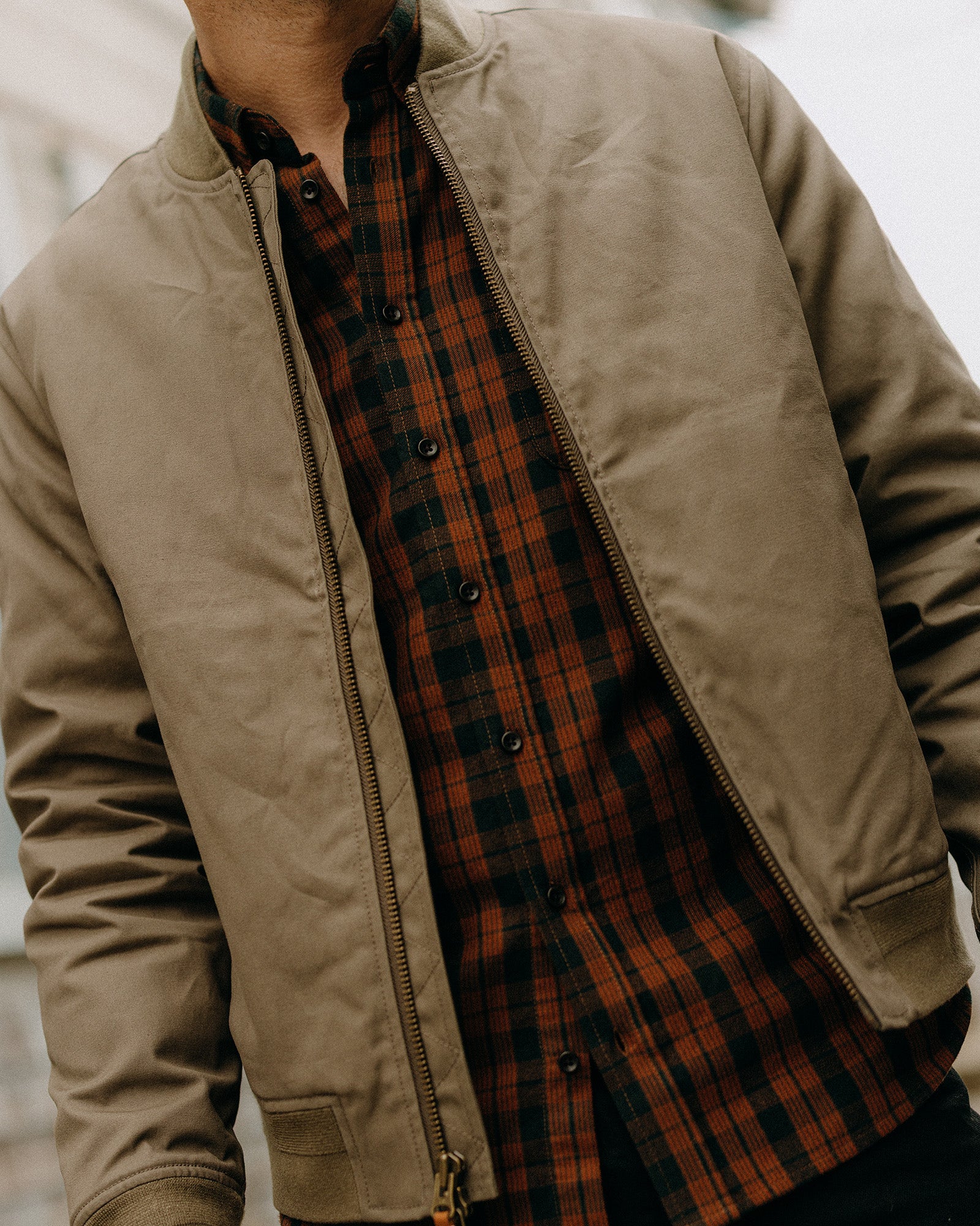 The Insulated Bomber Jacket in Fatigue Olive Dry Wax - Image 5