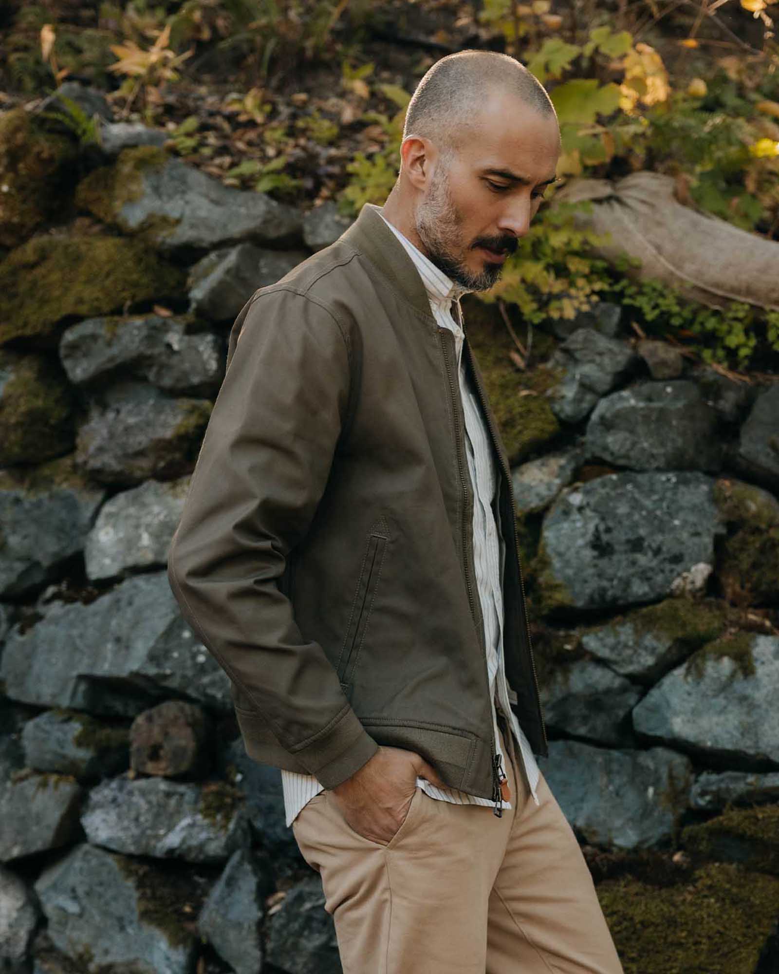 The Bomber Jacket in Fatigue Olive Dry Wax - Image 2