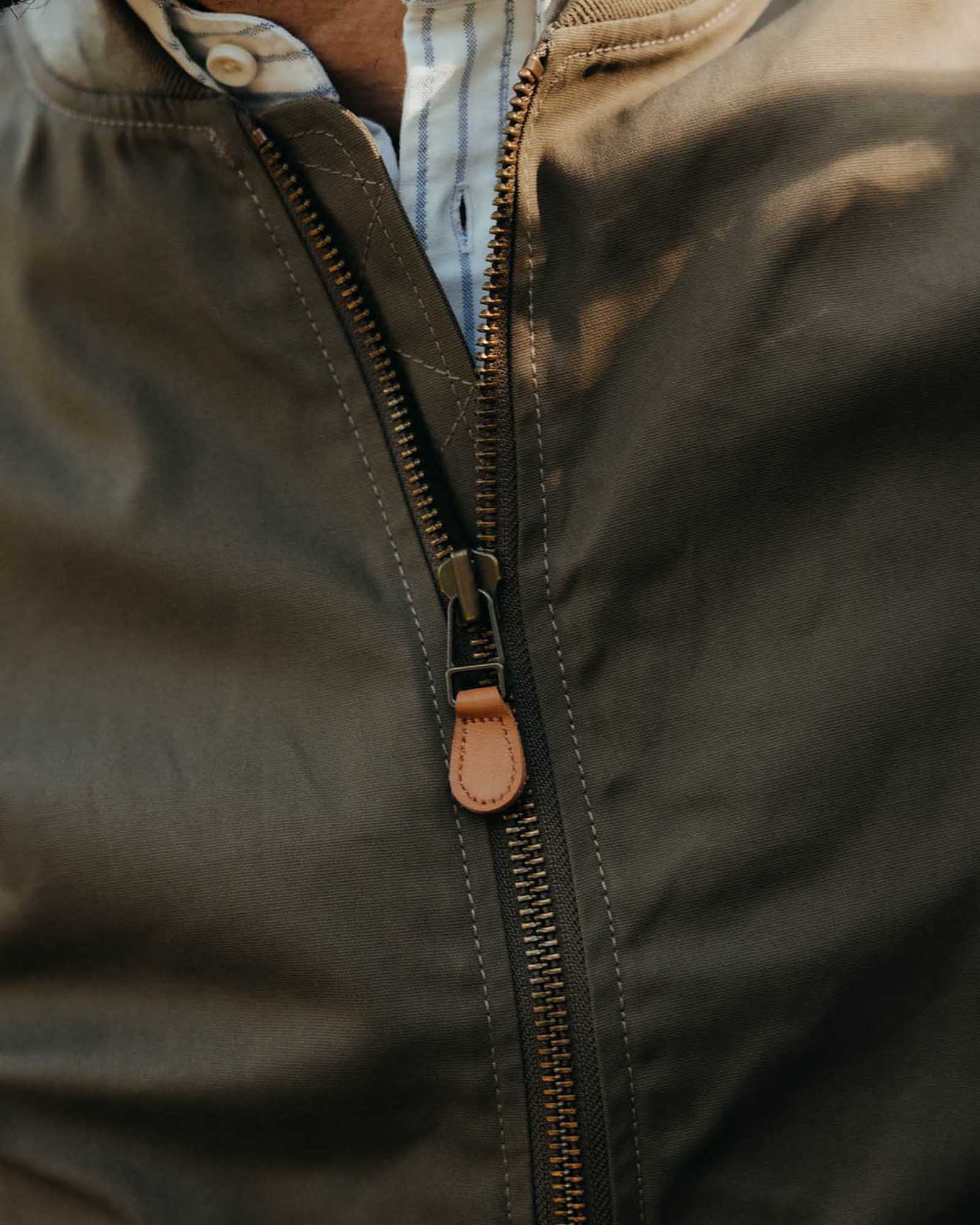 The Bomber Jacket in Fatigue Olive Dry Wax - Image 3