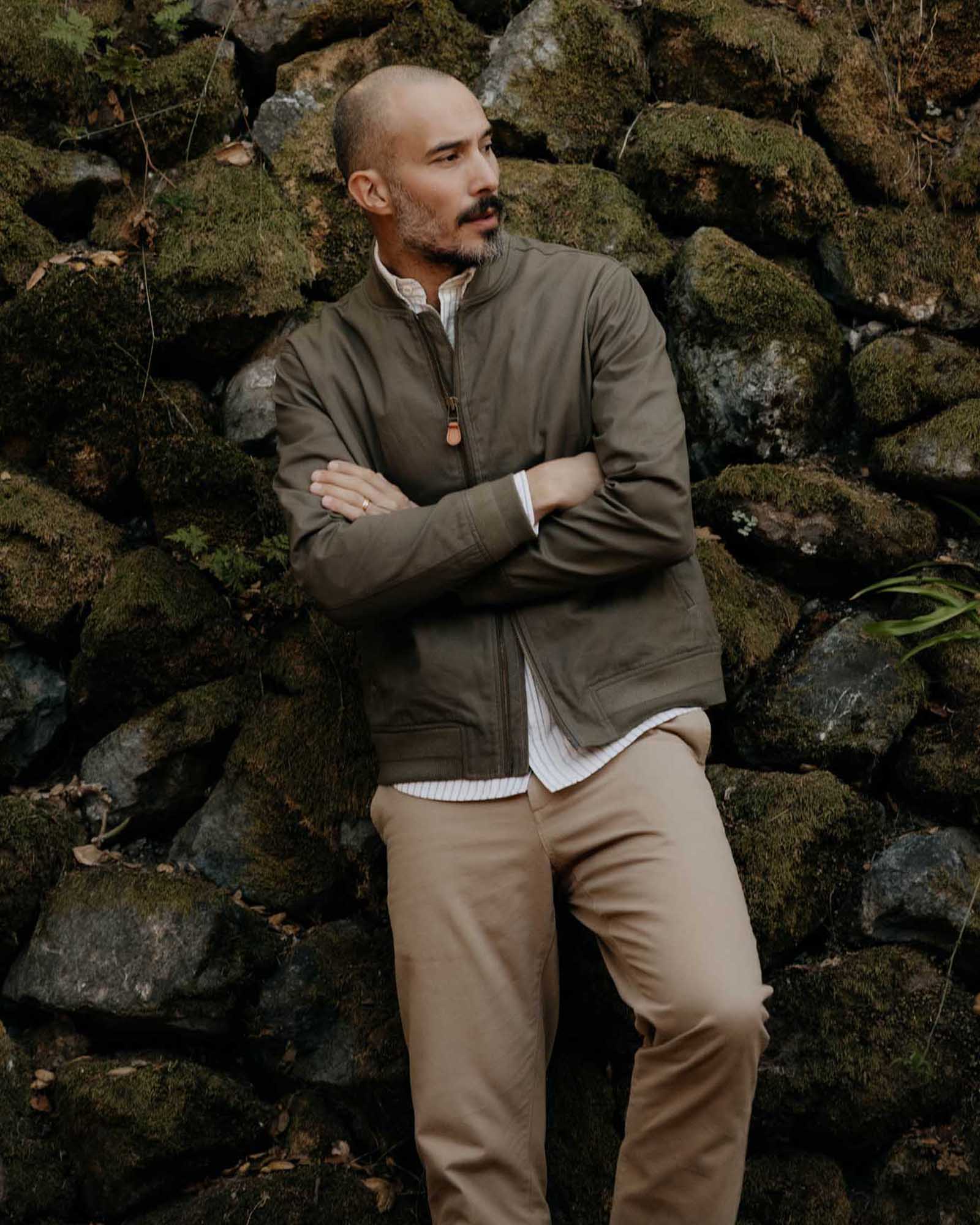 The Bomber Jacket in Fatigue Olive Dry Wax - Image 4