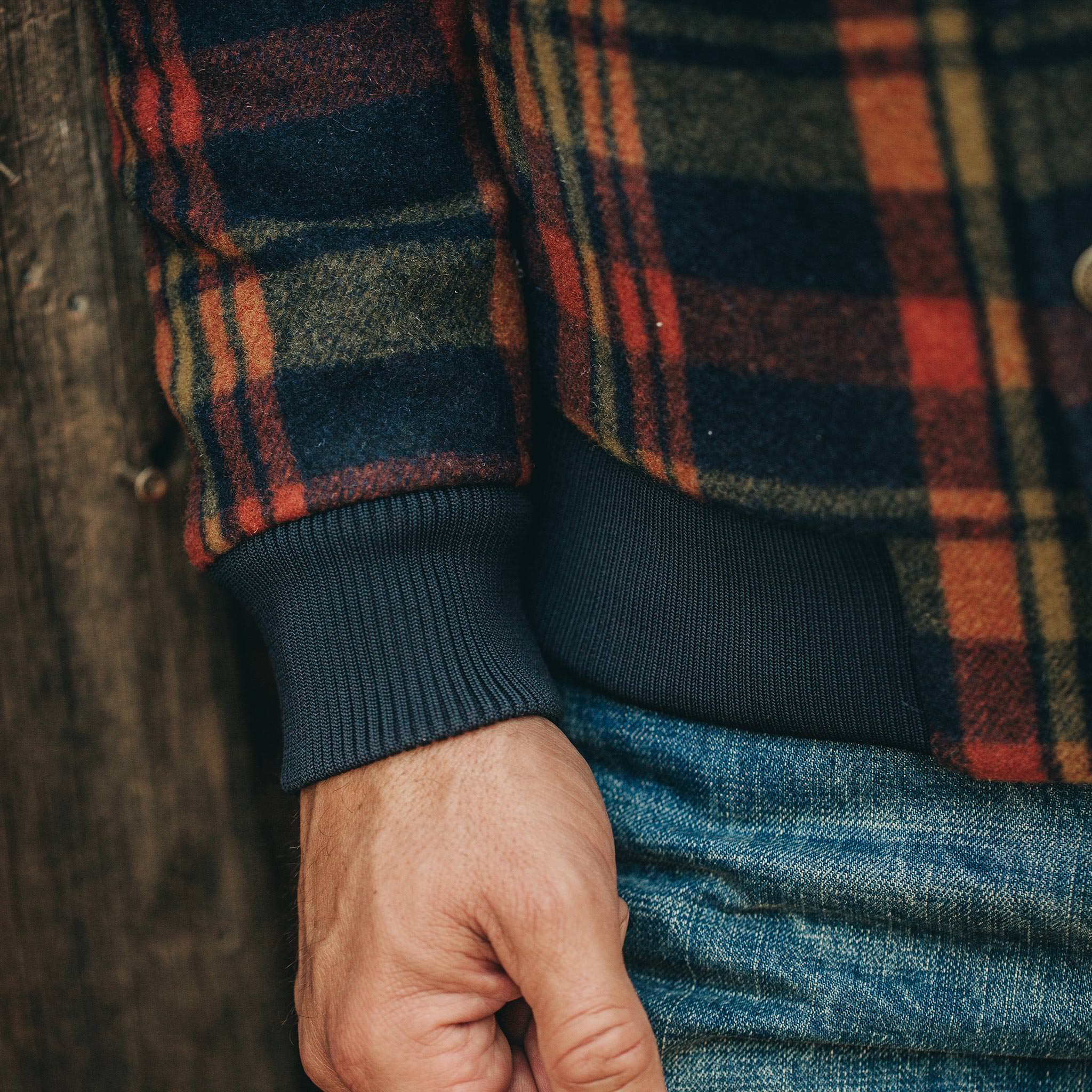 The Bomber Jacket in Navy Plaid Wool - Image 5