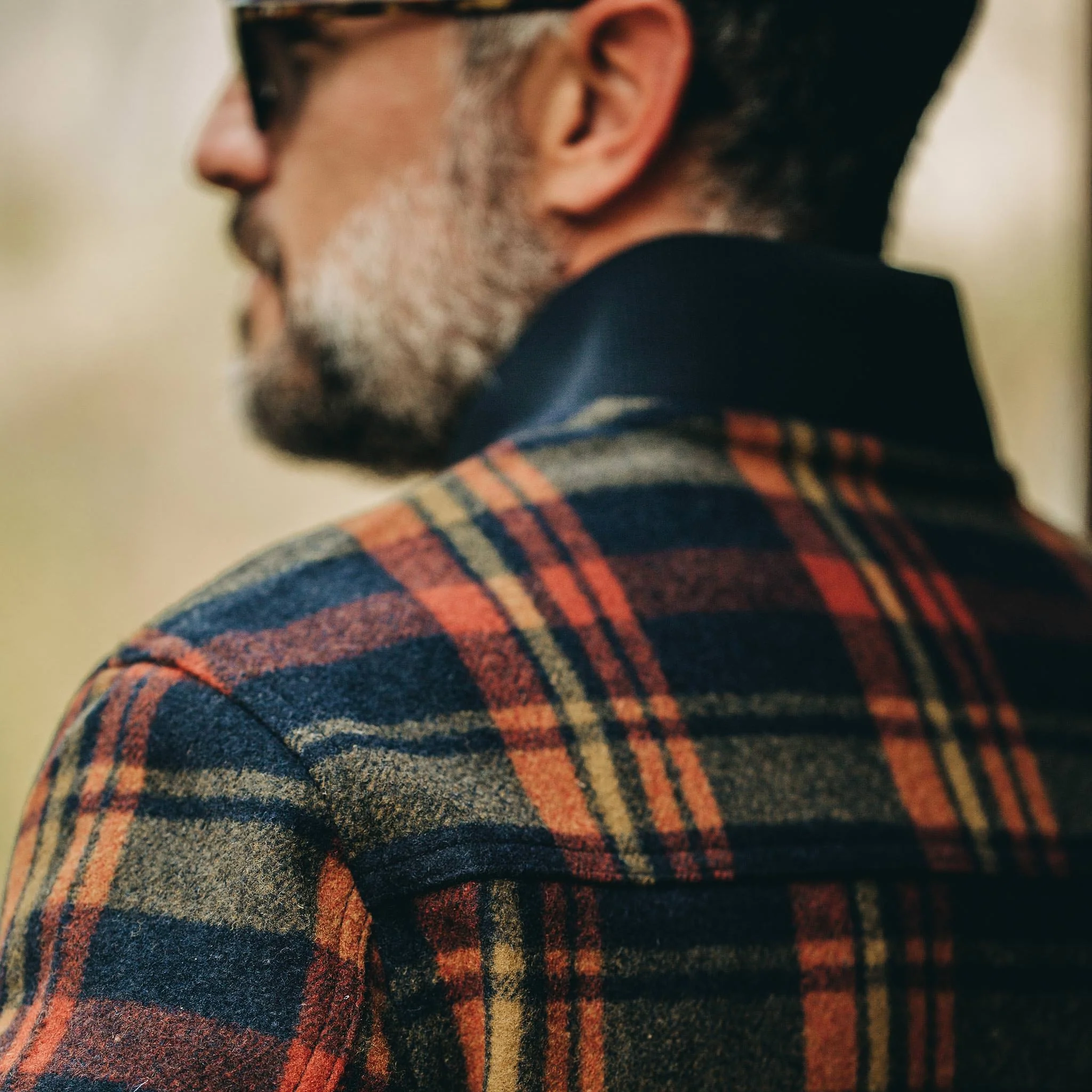 The Bomber Jacket in Navy Plaid Wool - Image 6