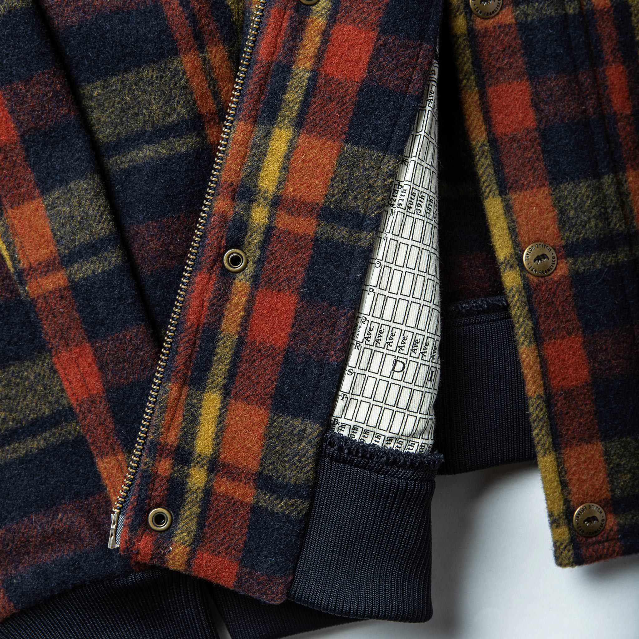 The Bomber Jacket in Navy Plaid Wool - Image 8