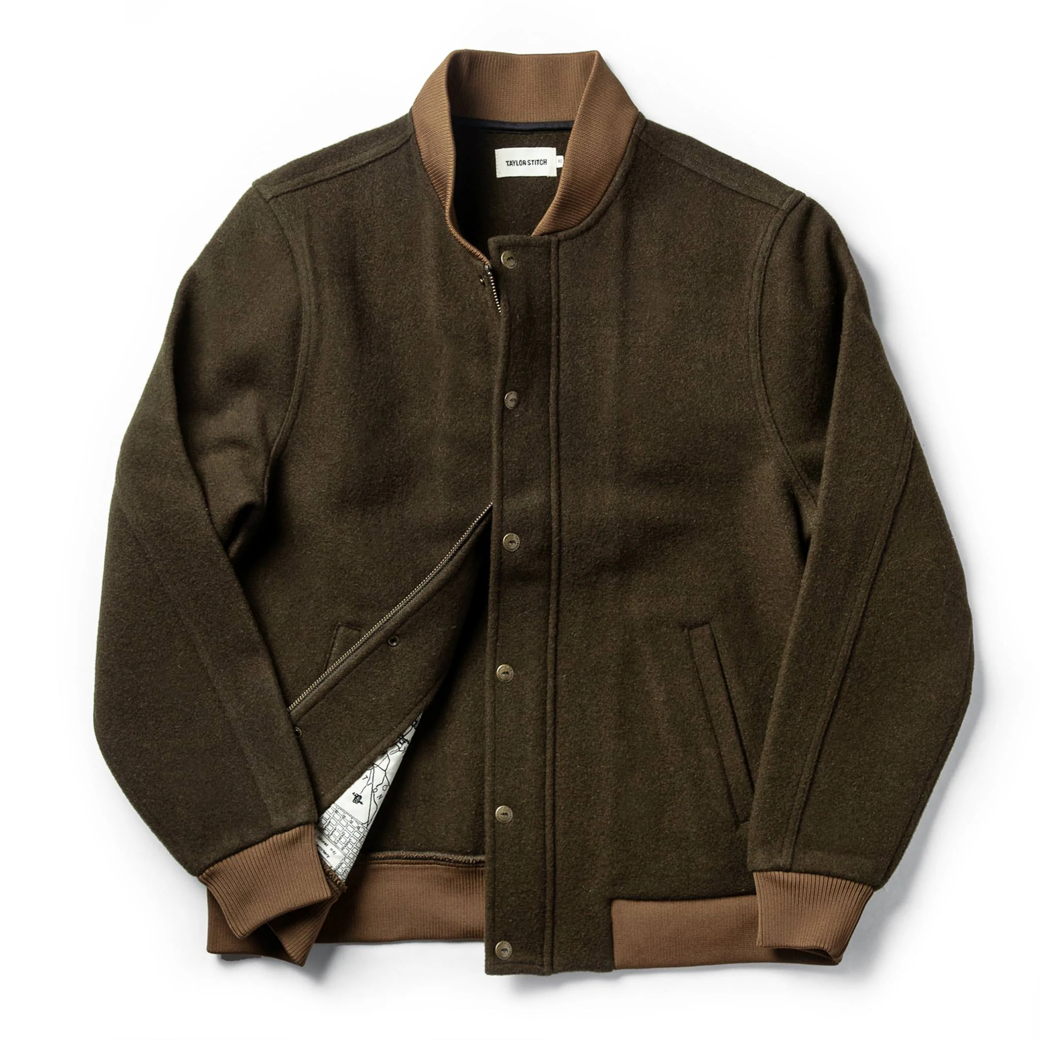 The Bomber Jacket in Olive Wool - Image 10