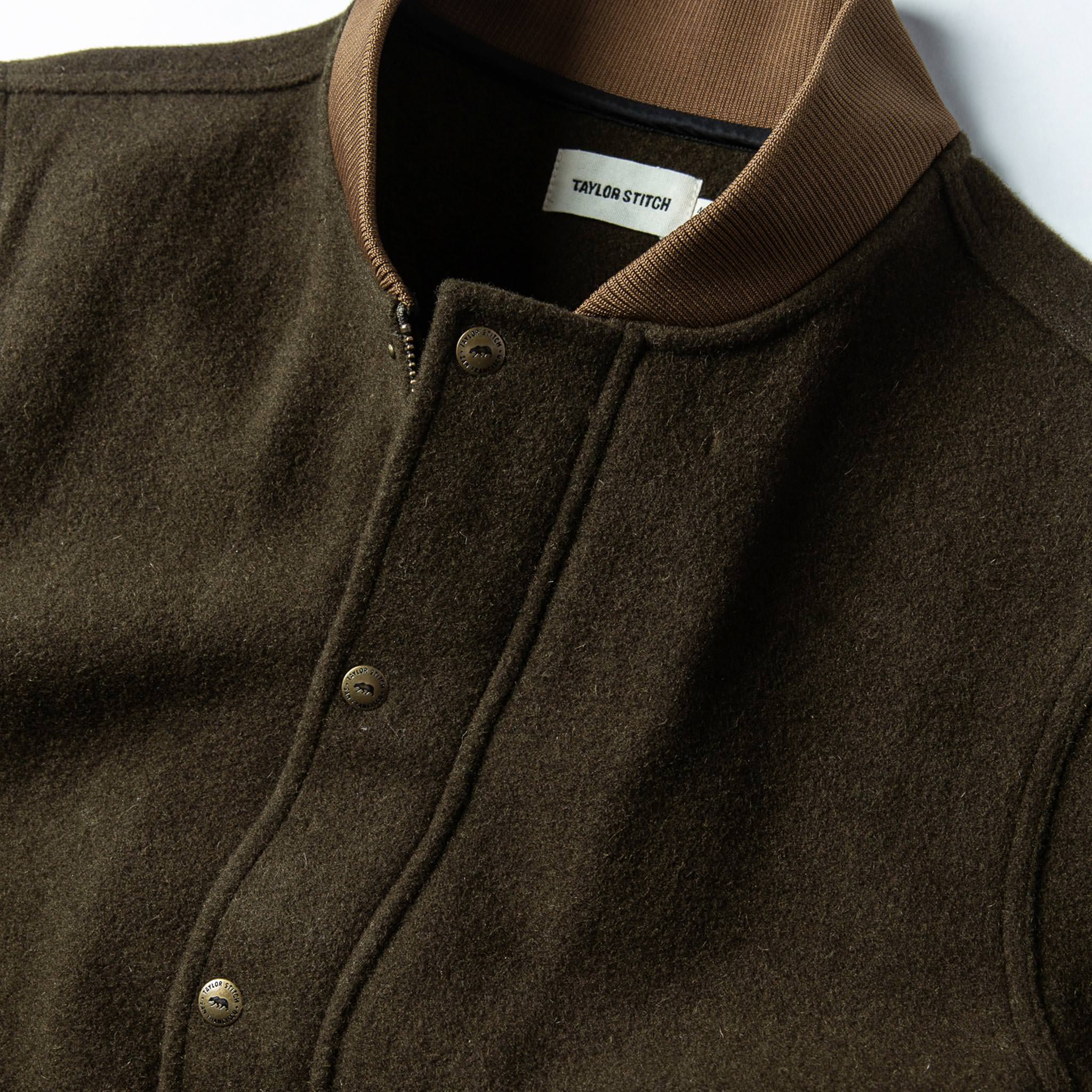 The Bomber Jacket in Olive Wool - Image 7