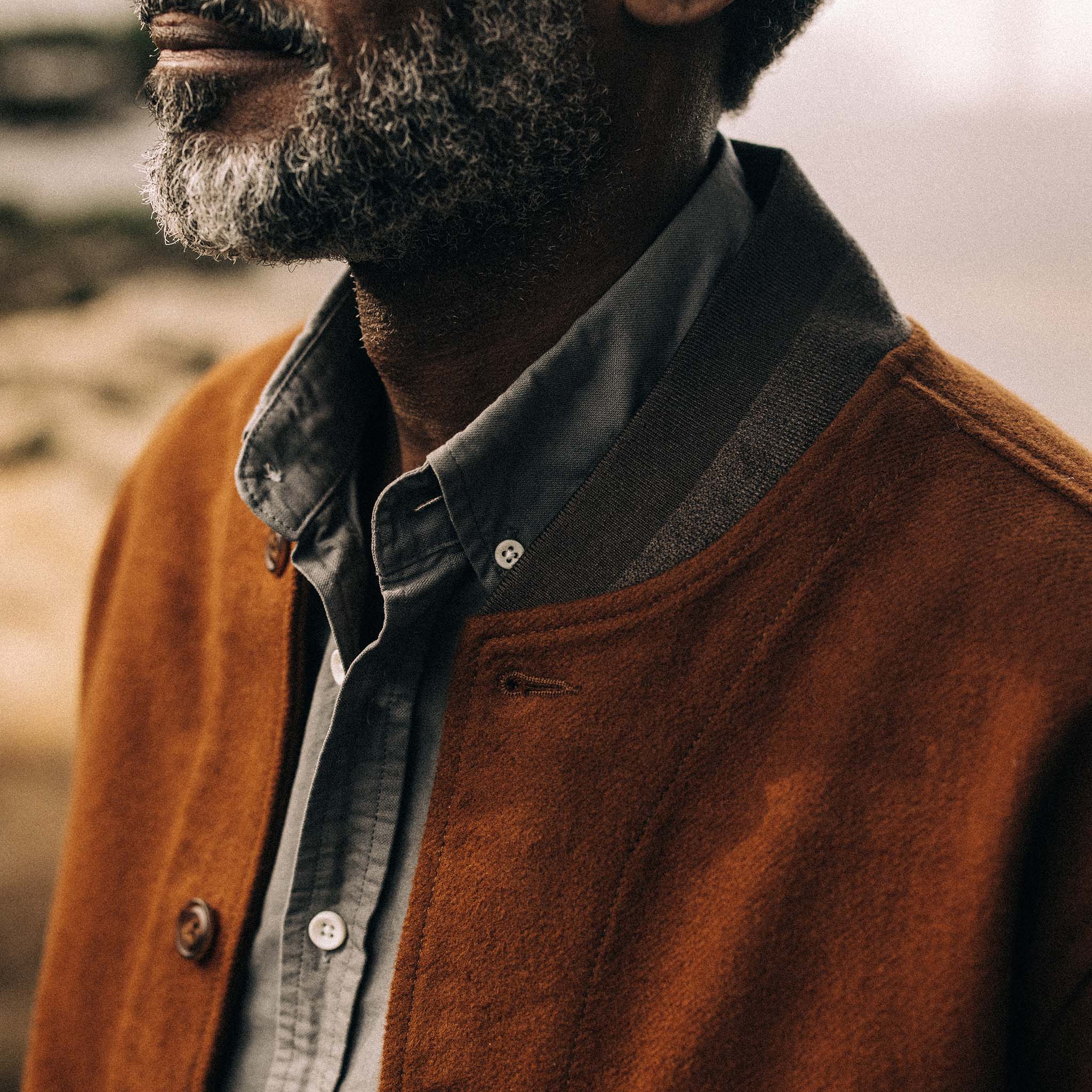 The Bomber Jacket in Tarnished Copper Moleskin - Image 3