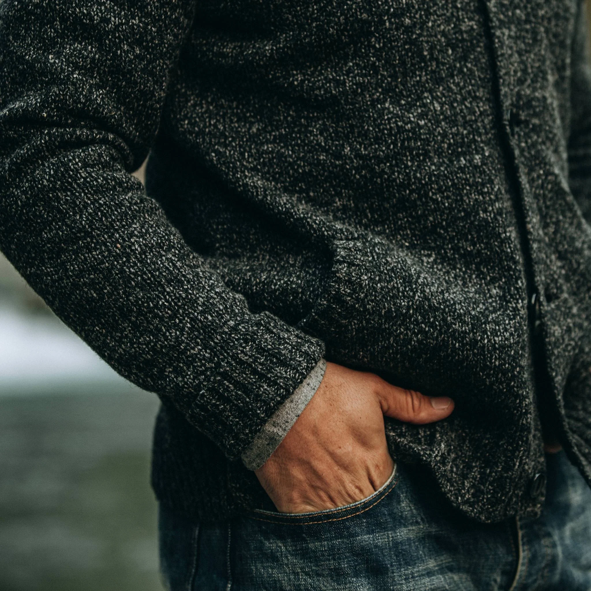 The Bomber Sweater in Black Sesame - Image 4