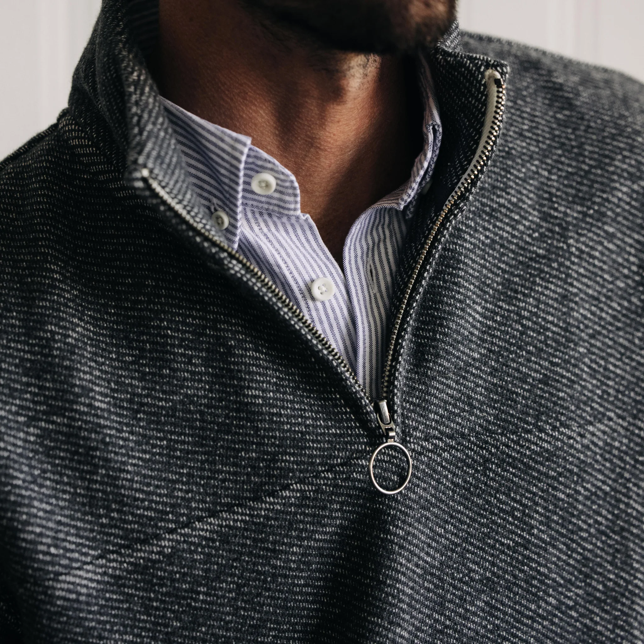 The Briggs Pullover in Coal French Terry Twill Knit - Image 3