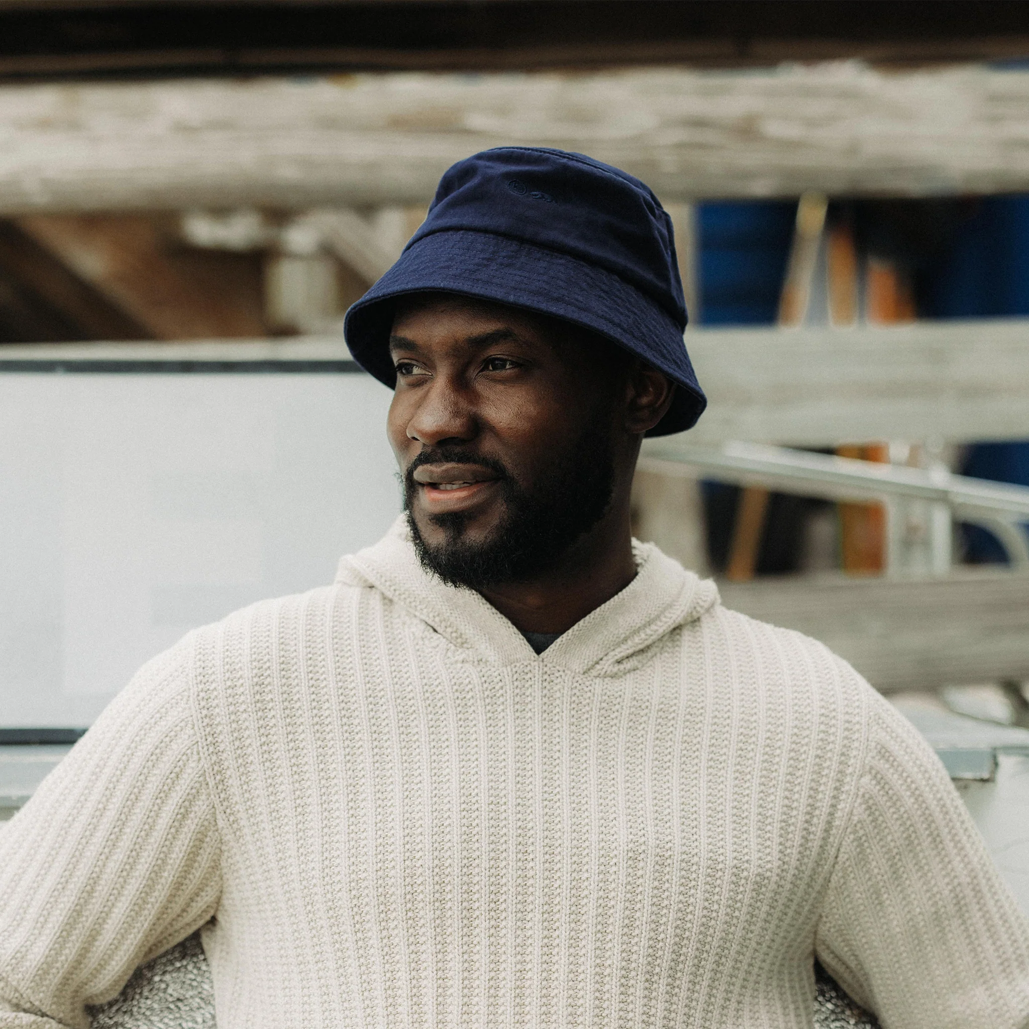 The Bucket Hat in Washed Navy Twill - Image 2