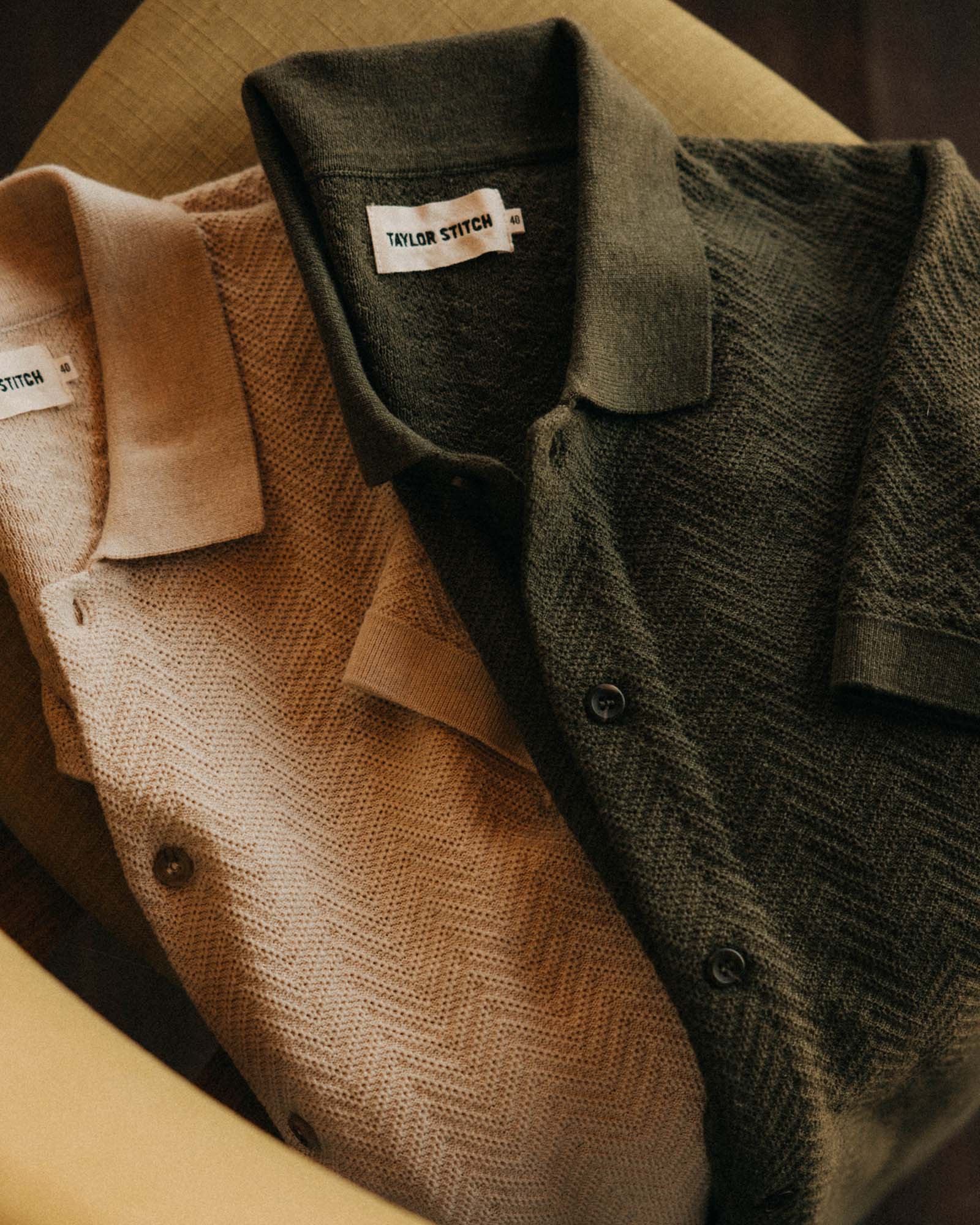 The Button Down Polo in Cilantro Herringbone - Image 5