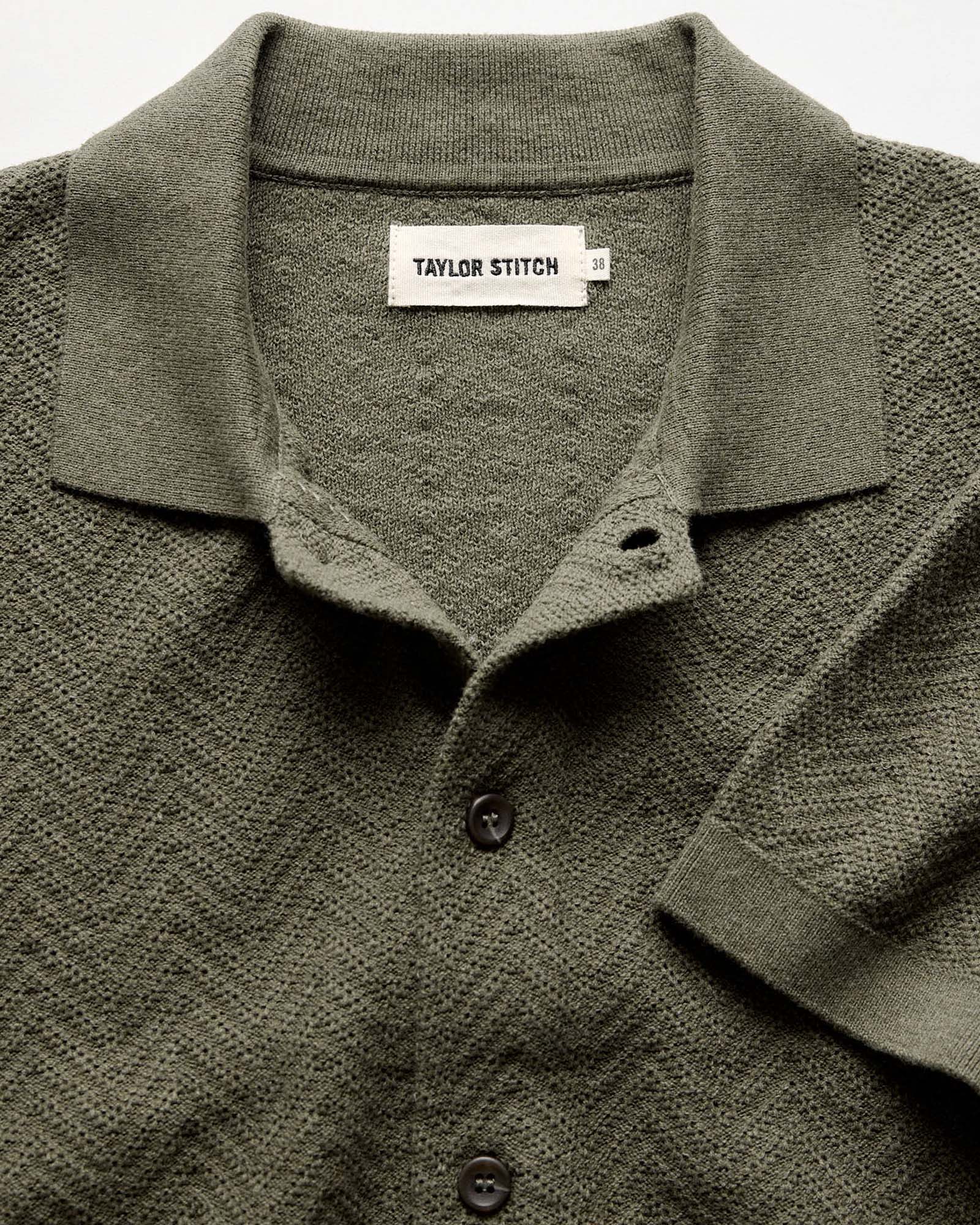 The Button Down Polo in Cilantro Herringbone - Image 6