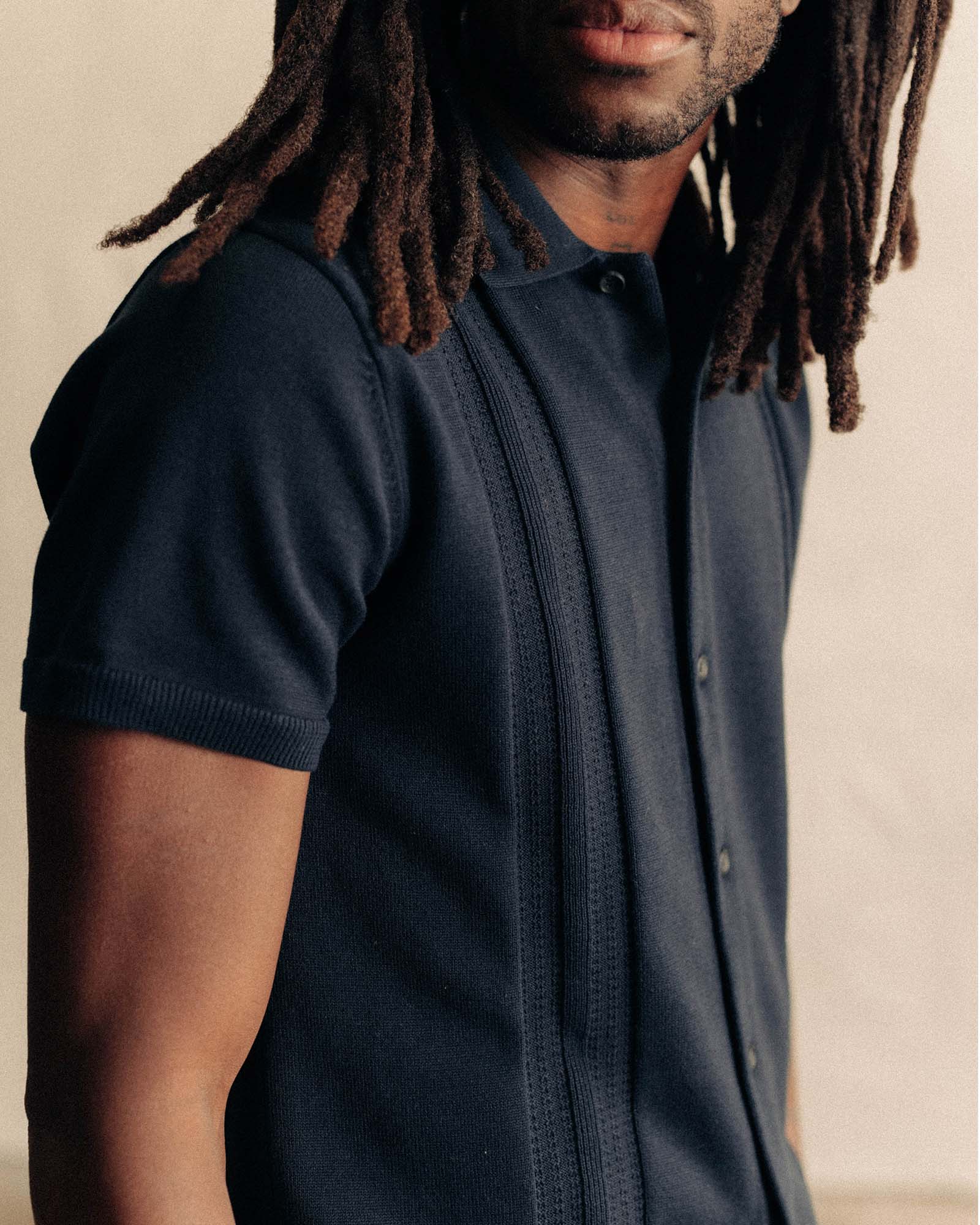 The Button Down Polo in Dark Navy Stripe - Image 3